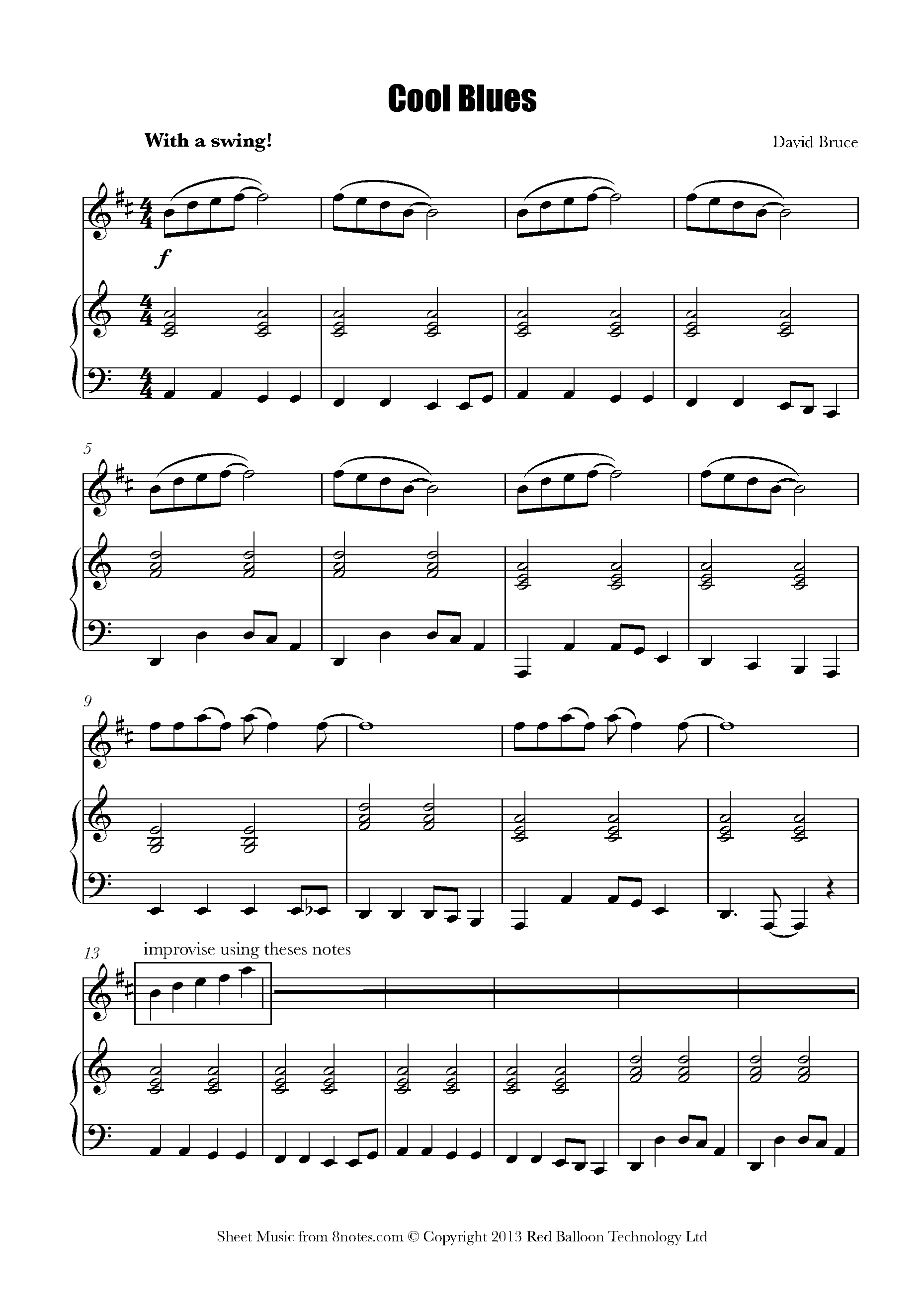 David Bruce Cool Blues Sheet music for Tenor Saxophone