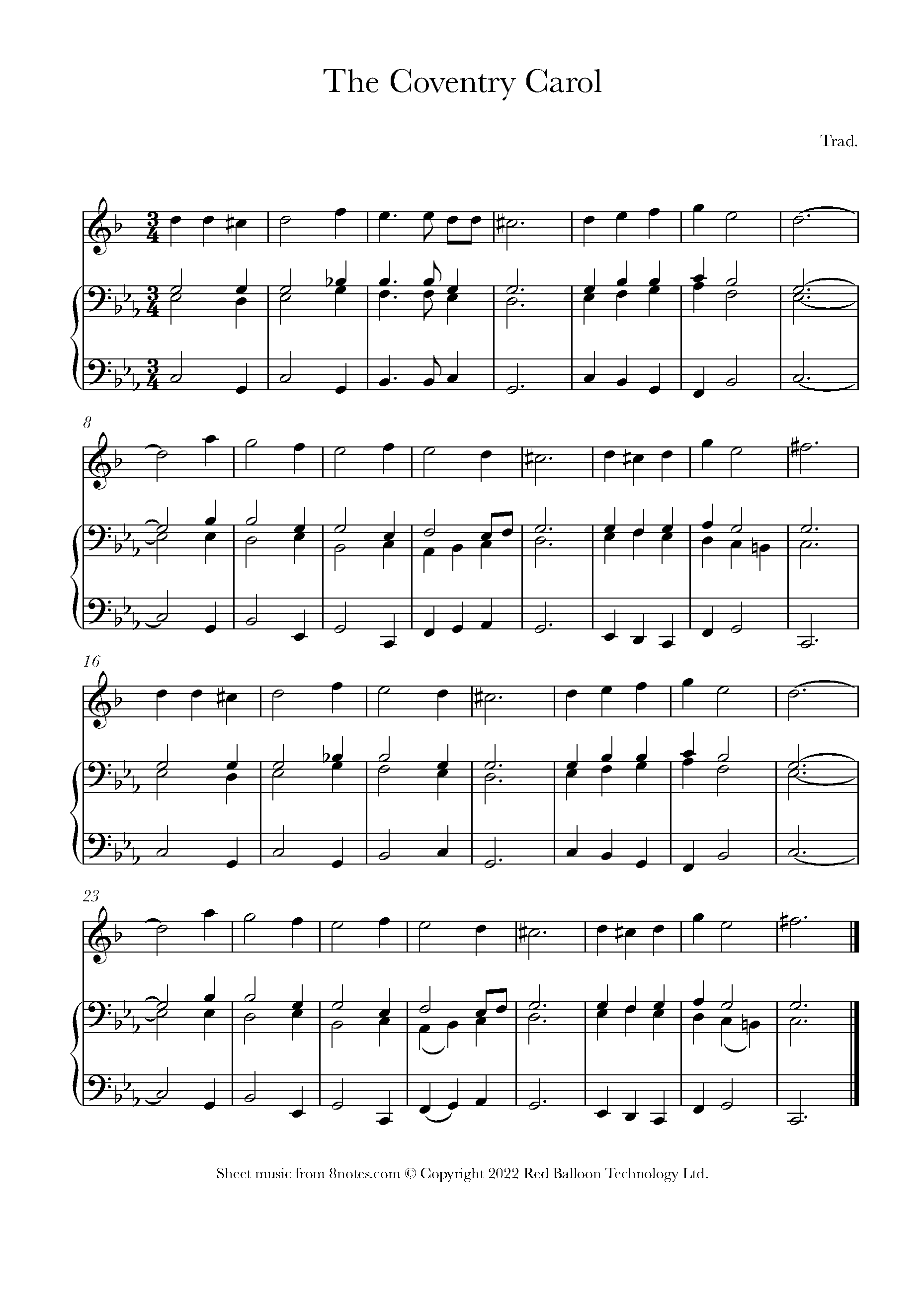 The Coventry Carol Sheet music for Tenor Saxophone