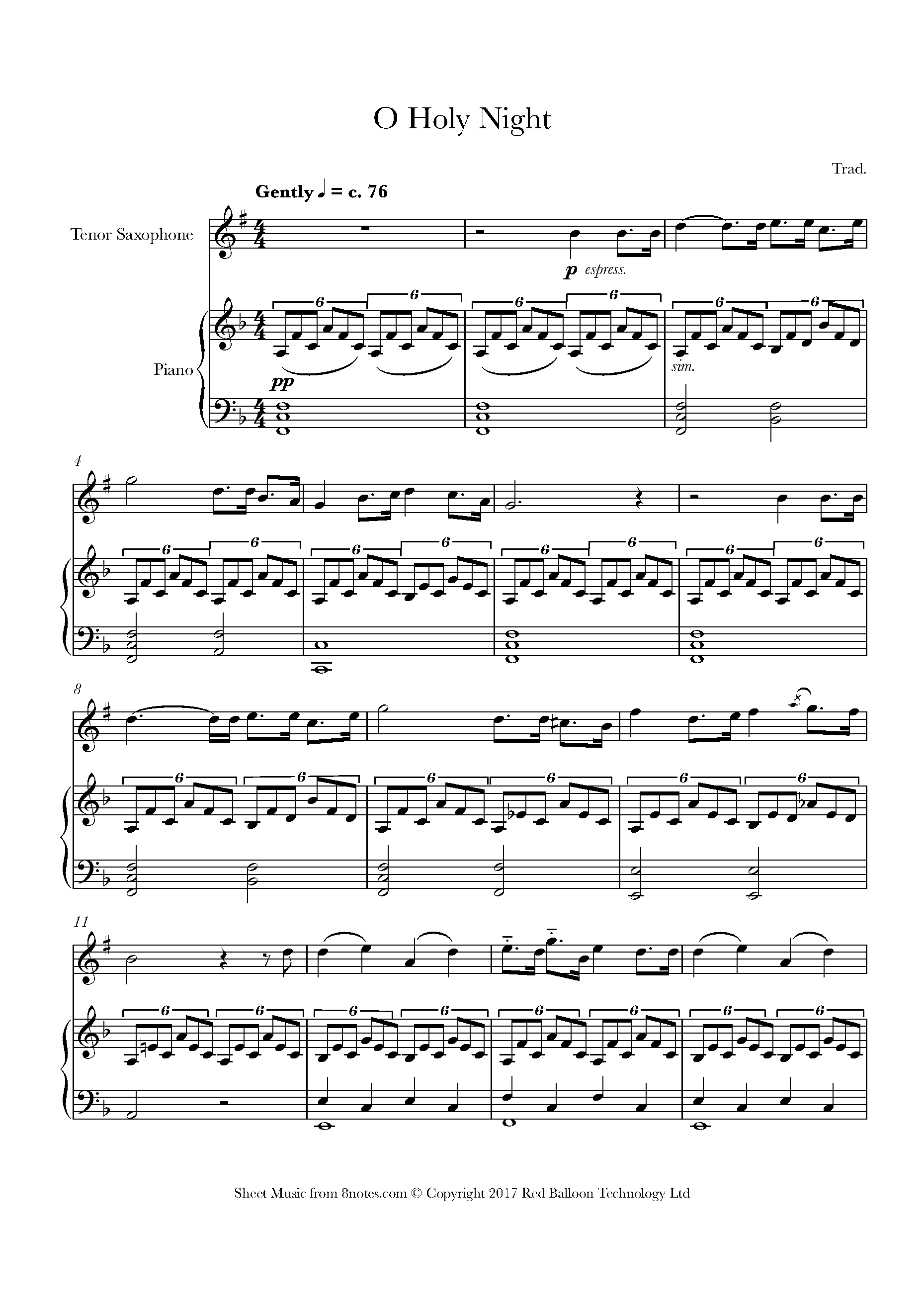 O Holy Night Sheet music for Tenor Saxophone