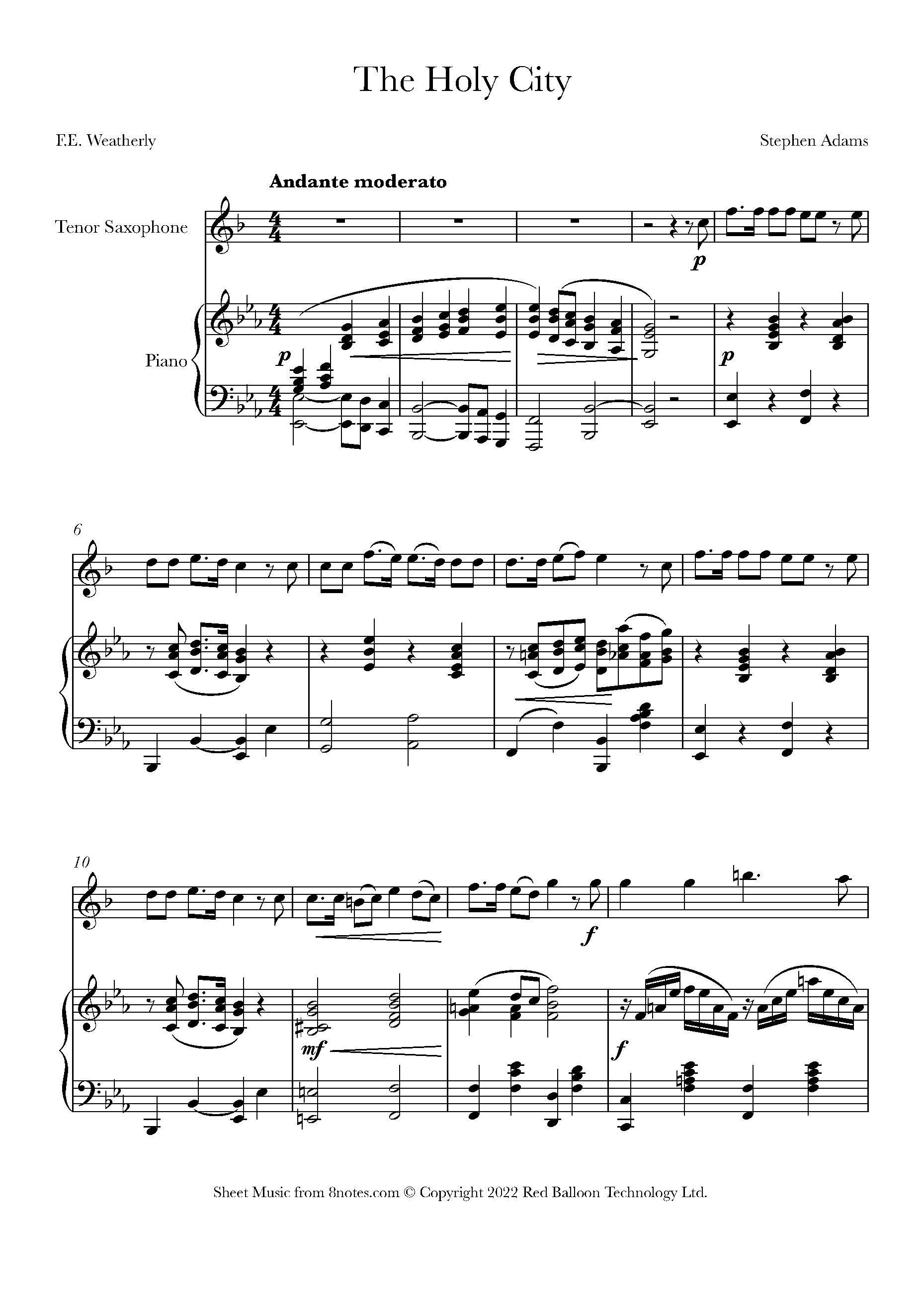 Adams The Holy City Sheet music for Tenor Saxophone