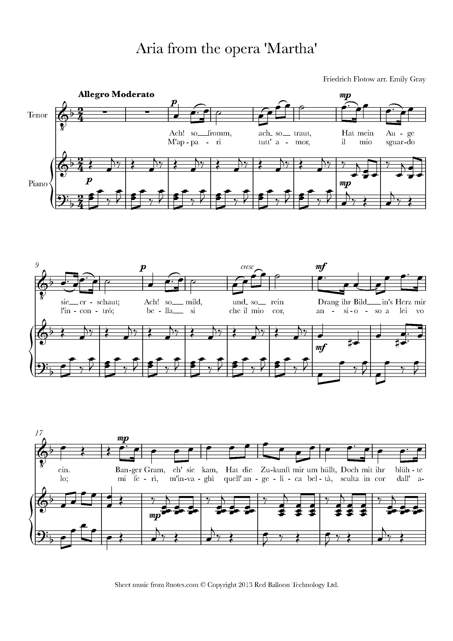 人気カラーの from Aria - Friedrich Flotow, Martha Free - Voice Tenor for アート・デザイン・音楽