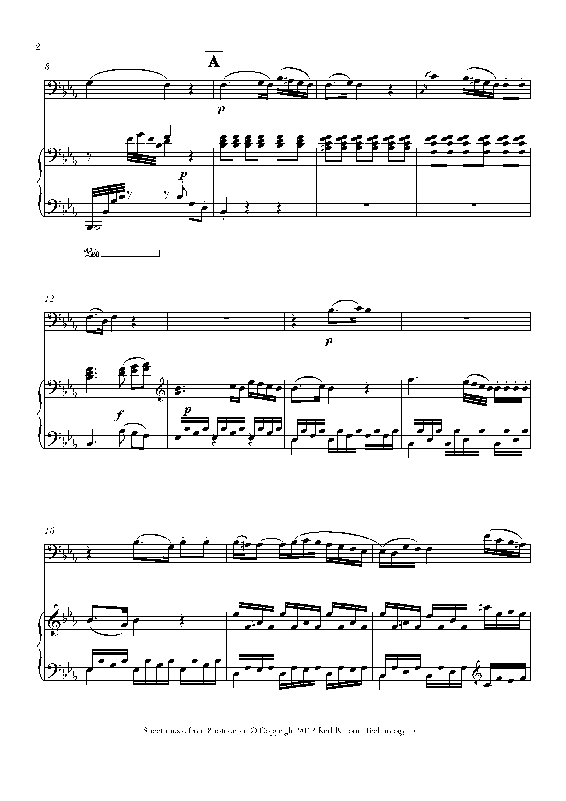 Mozart Concerto for Flute and Harp K. 299 Mvt 2 Sheet music for Trombone