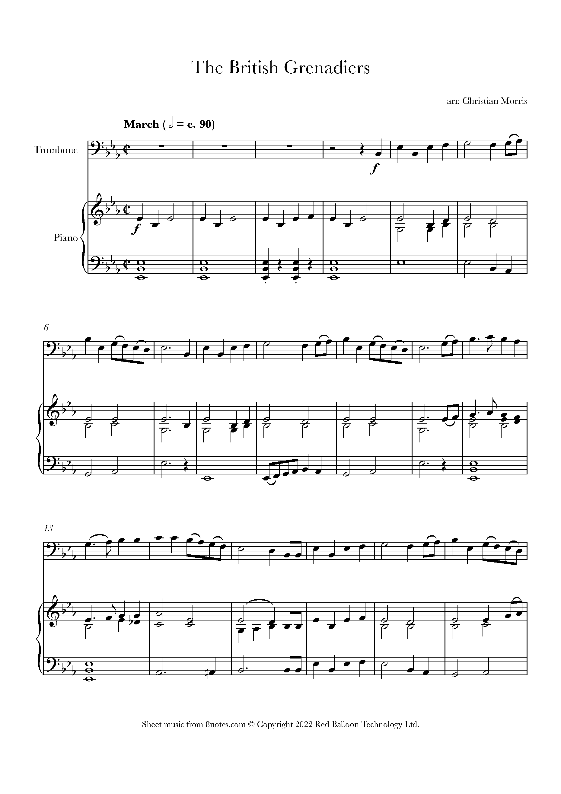 The British Grenadiers Sheet music for Trombone