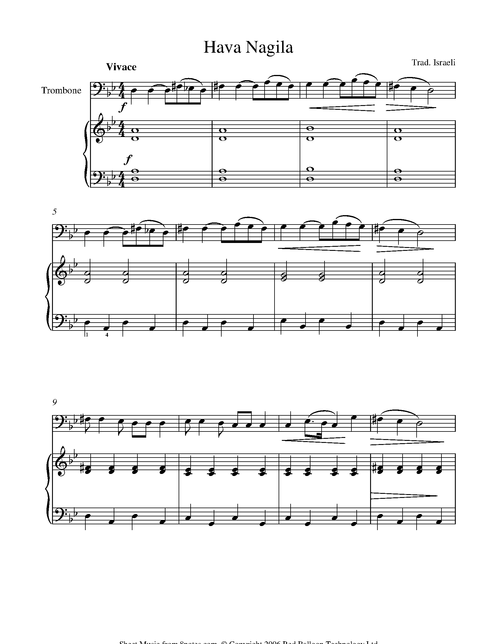 Hava Nagila Sheet music for Trombone