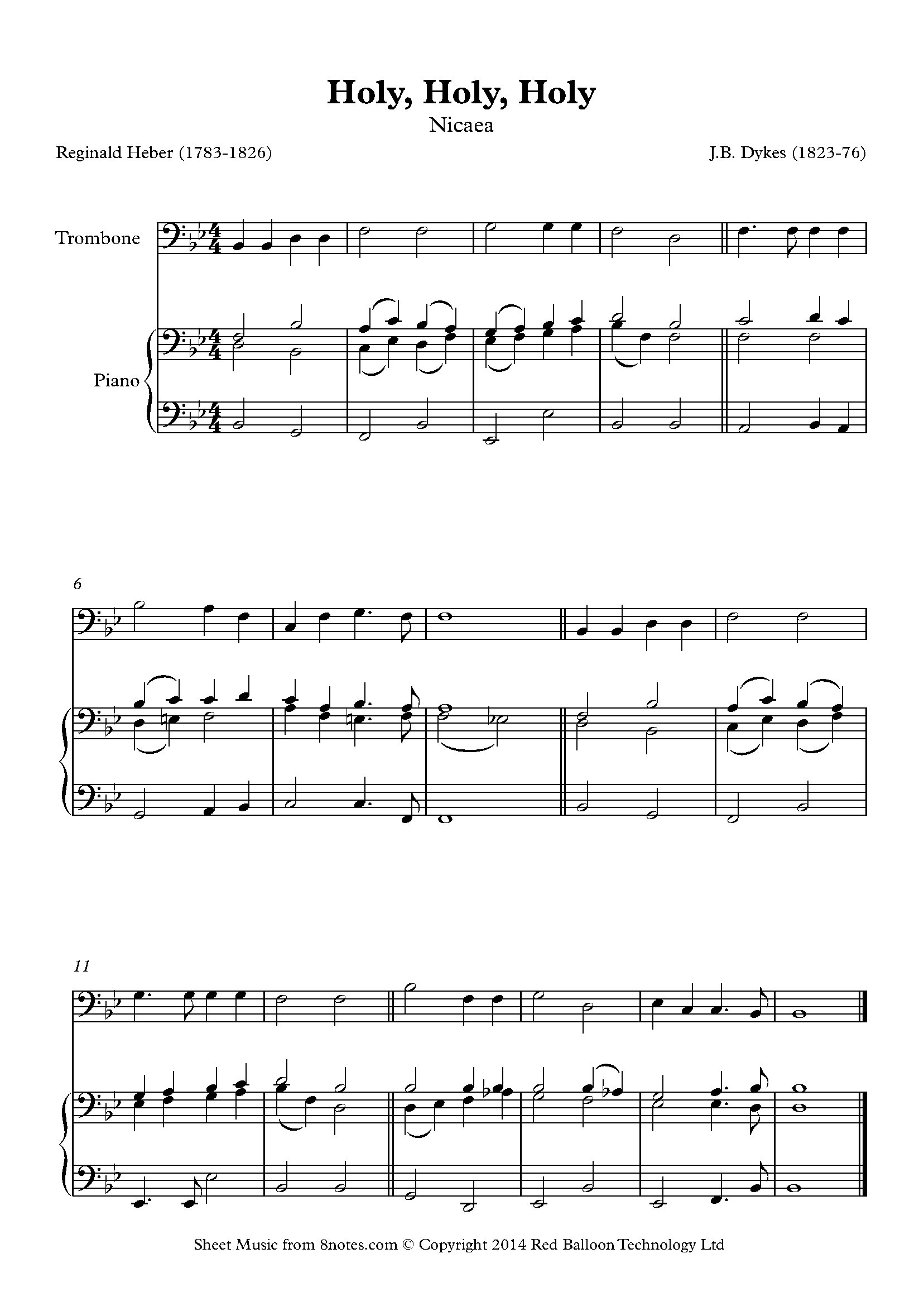 Dykes Holy, Holy, Holy (Nicaea) Sheet music for Trombone