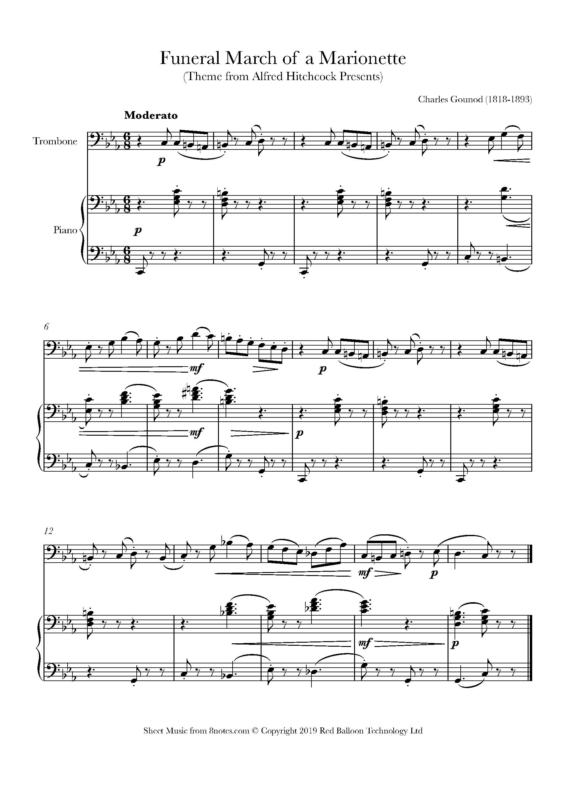 Charles Gounod Funeral March of a (Theme from Alfred Hitchcock Presents) Sheet