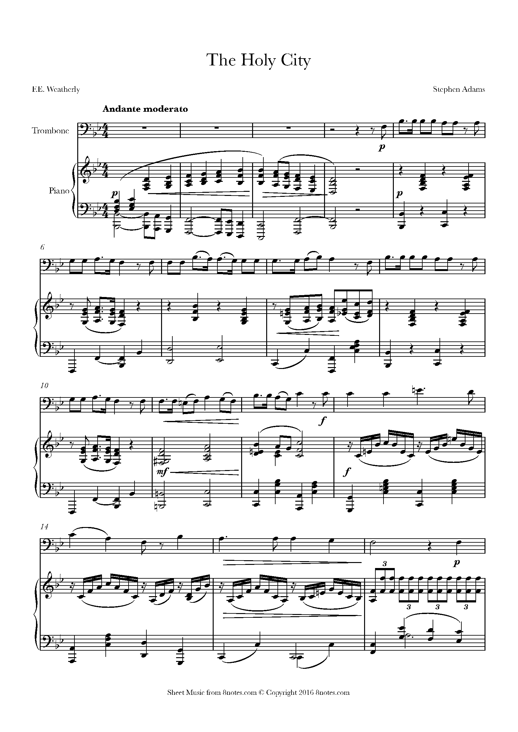 Adams The Holy City Sheet music for Trombone