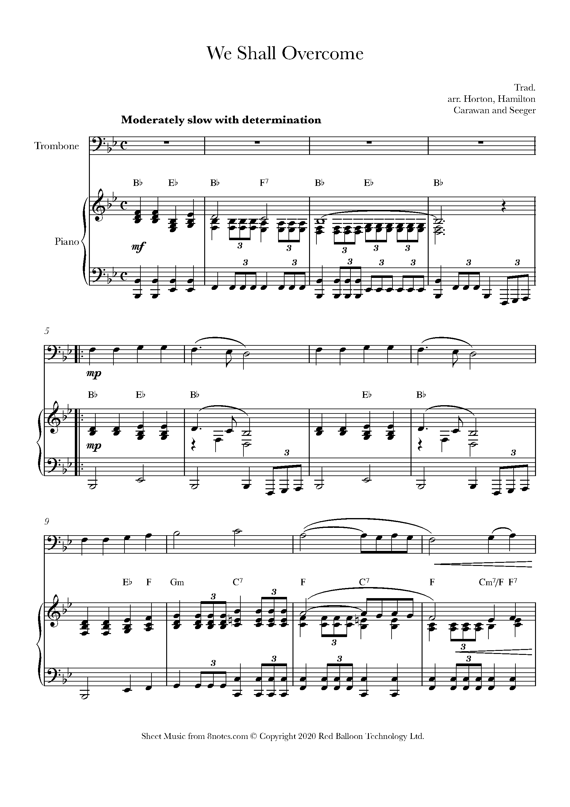 We Shall Overcome for Trombone - Free Sheet music for Trombone | 8notes.com we-shall-overcome-for-trombone-free-sheet-music-for-trombone-8notes-com