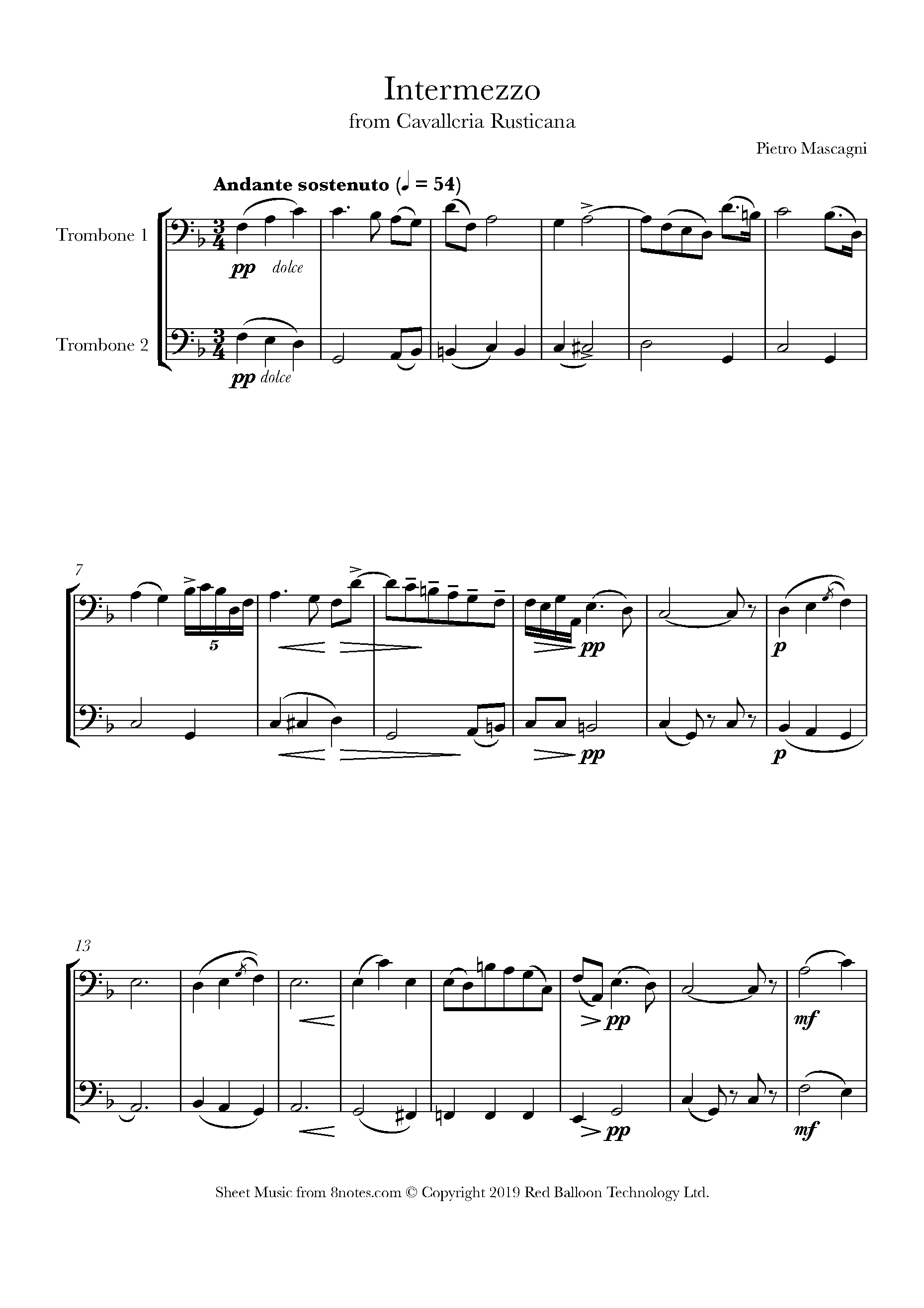 Mascagni Intermezzo from Cavalleria Rusticana Sheet music for