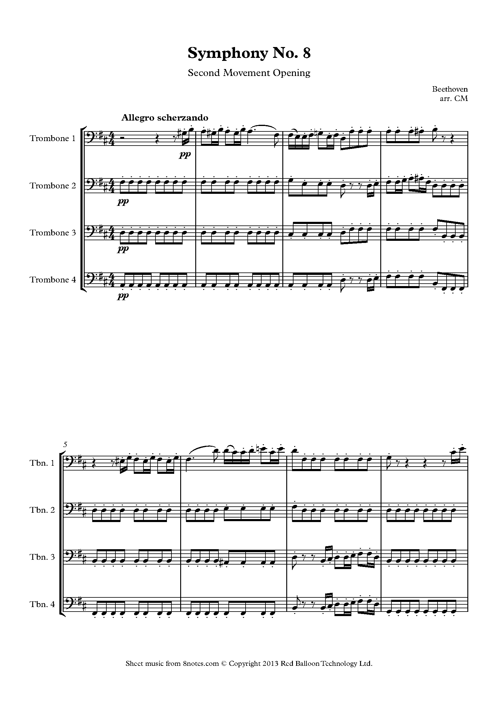 Beethoven Symphony No. 8 Second Mvt extract Sheet music for Trombone