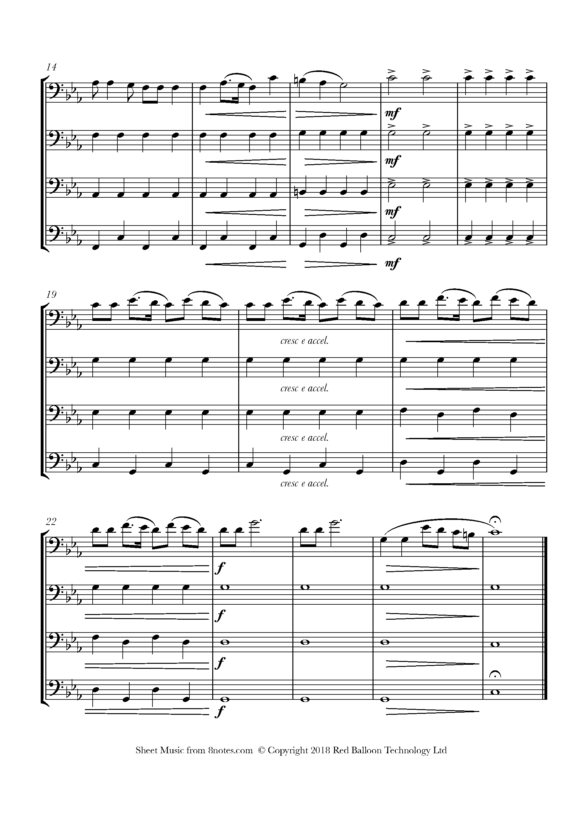 Hava Nagila Sheet music for Trombone Quartet