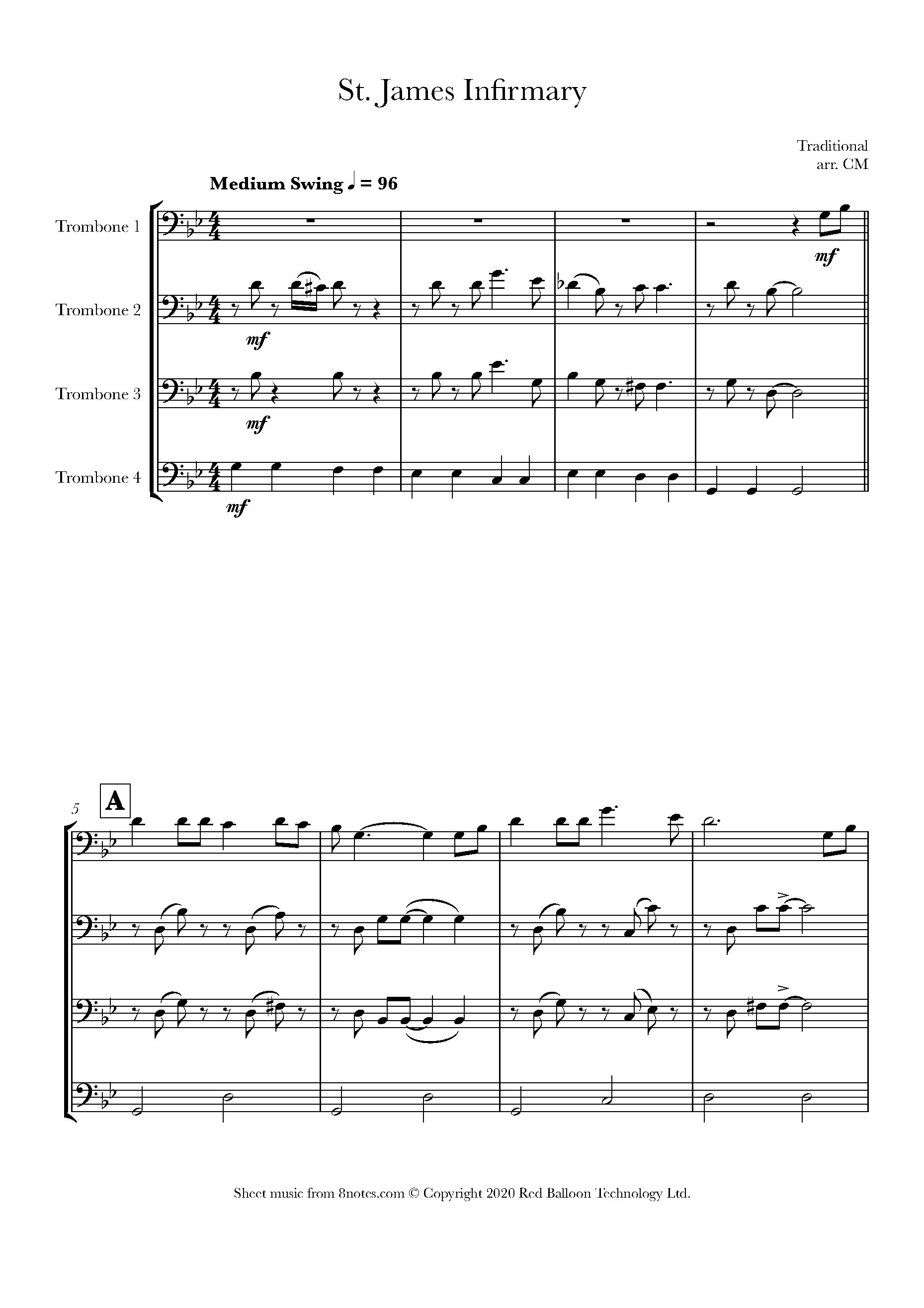 St. James Infirmary Sheet music for Trombone Quartet