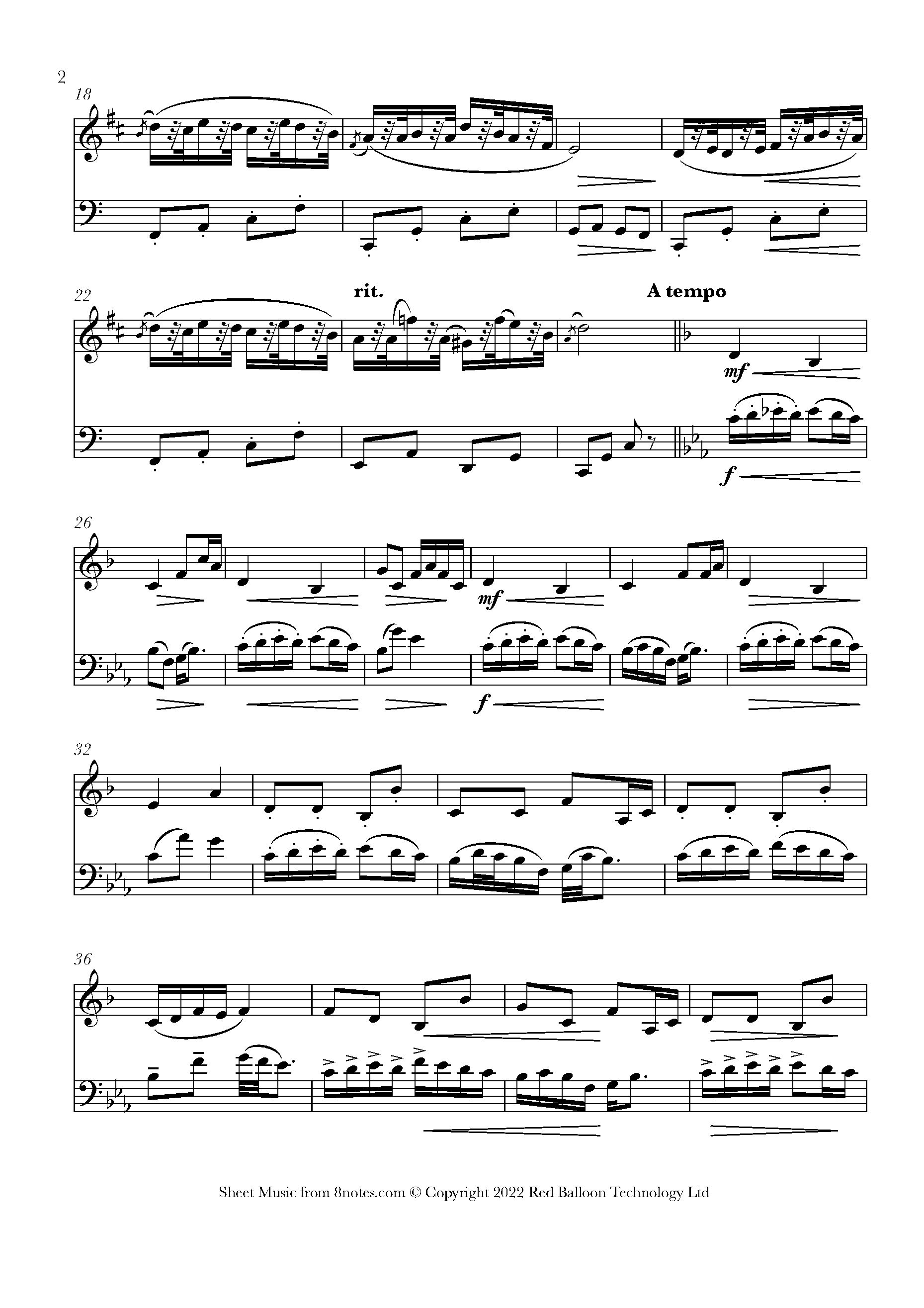 ﻿Dvořák Humoresque Op. 101, No. 7 Sheet music for TrumpetCello Duet