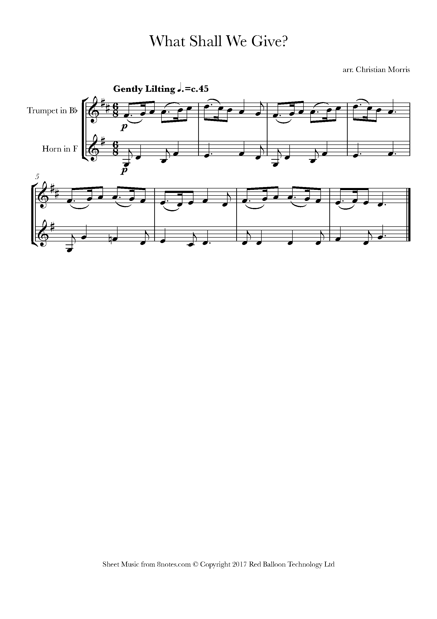 What Shall We Give? Sheet music for TrumpetFrench Horn Duet