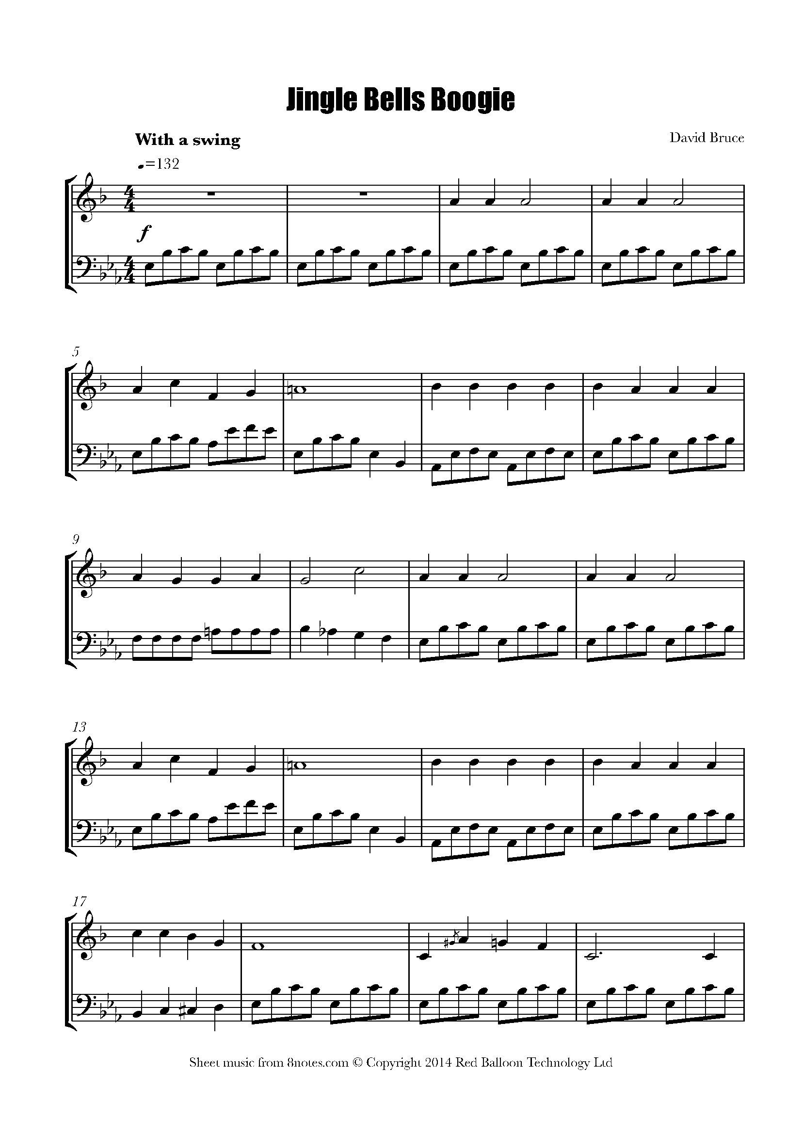 David Bruce Jingle Bells Boogie Sheet music for TrumpetTrombone Duet