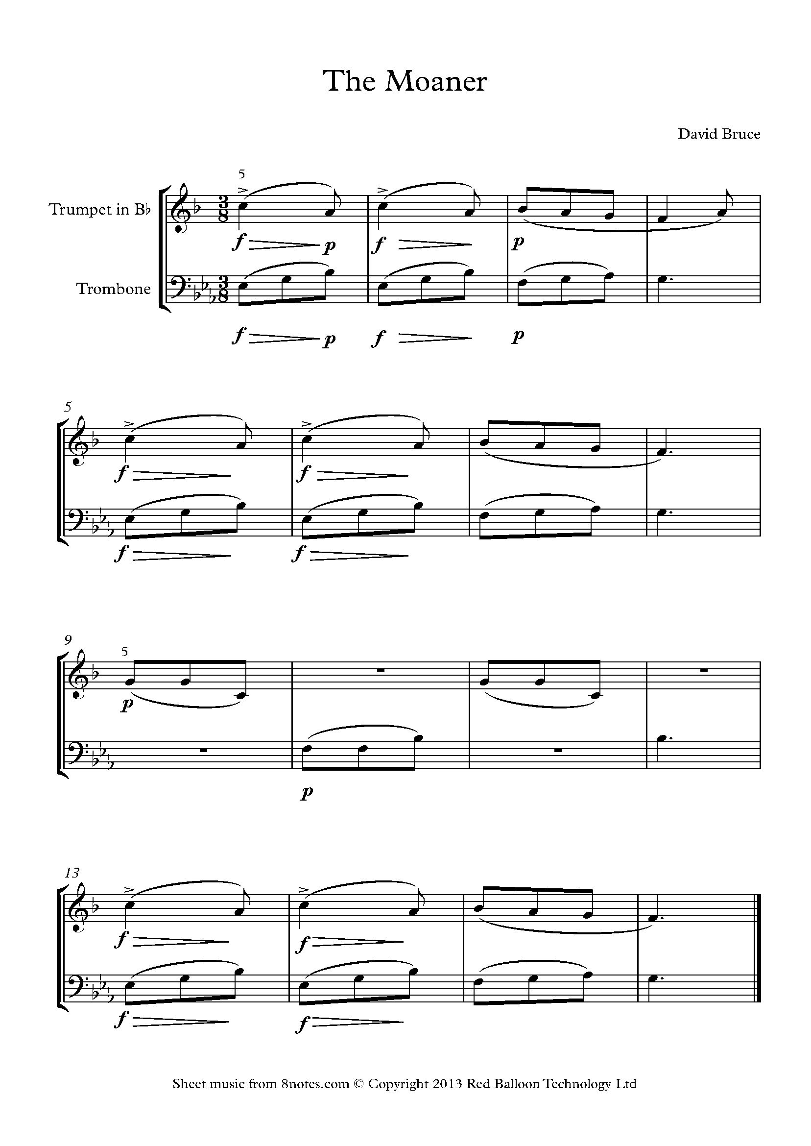 Bruce The Moaner Sheet music for TrumpetTrombone Duet