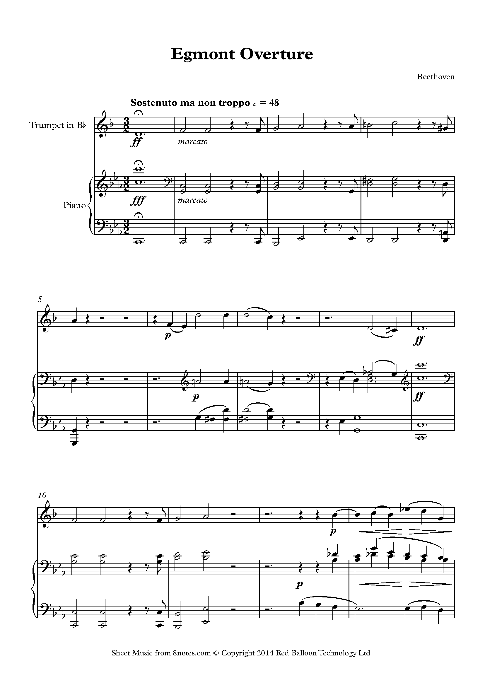 Beethoven Egmont Overture Sheet music for Trumpet