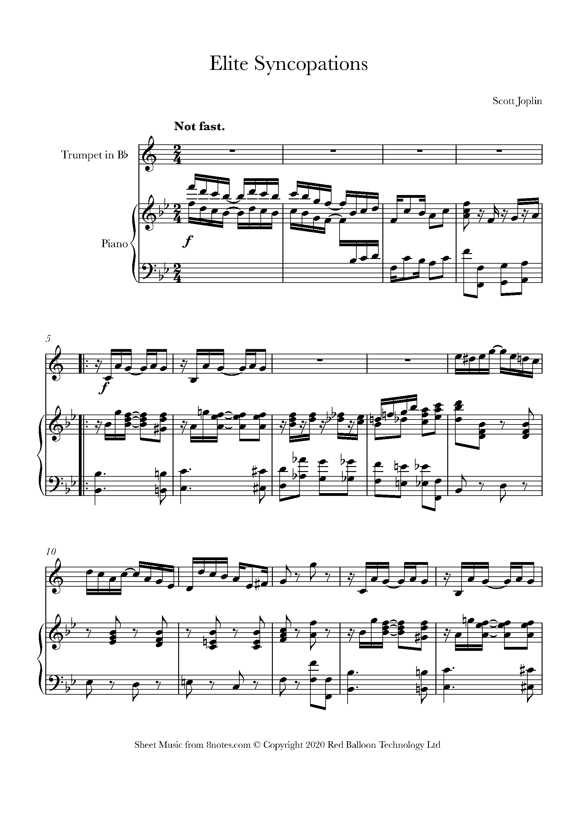 Scott Joplin Elite Syncopations Sheet music for Trumpet