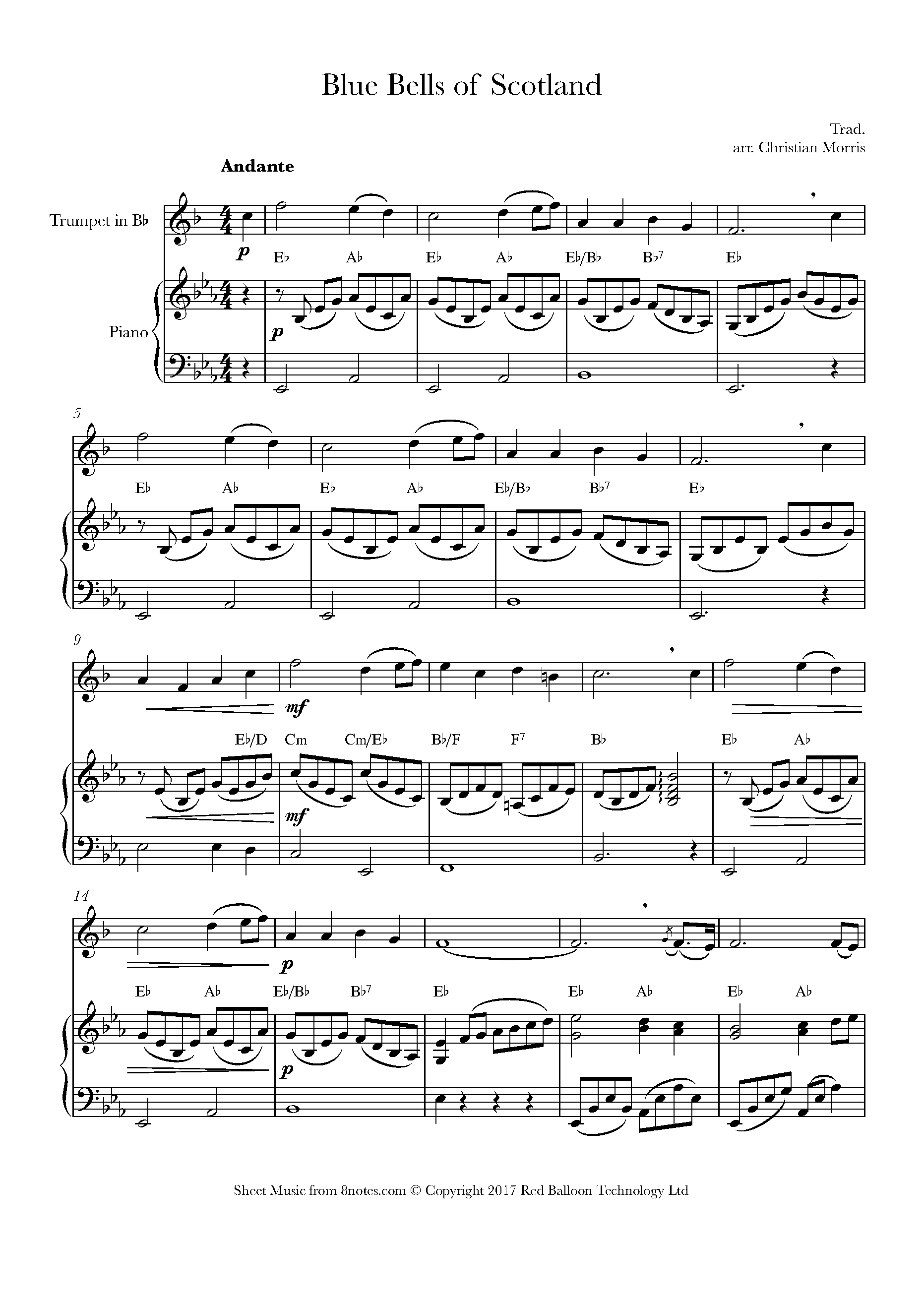 Blue Bells Of Scotland Sheet Music For Trumpet 8notes Com Blue Bells Of Scotland Sheet Music For Trumpet 8notes Com