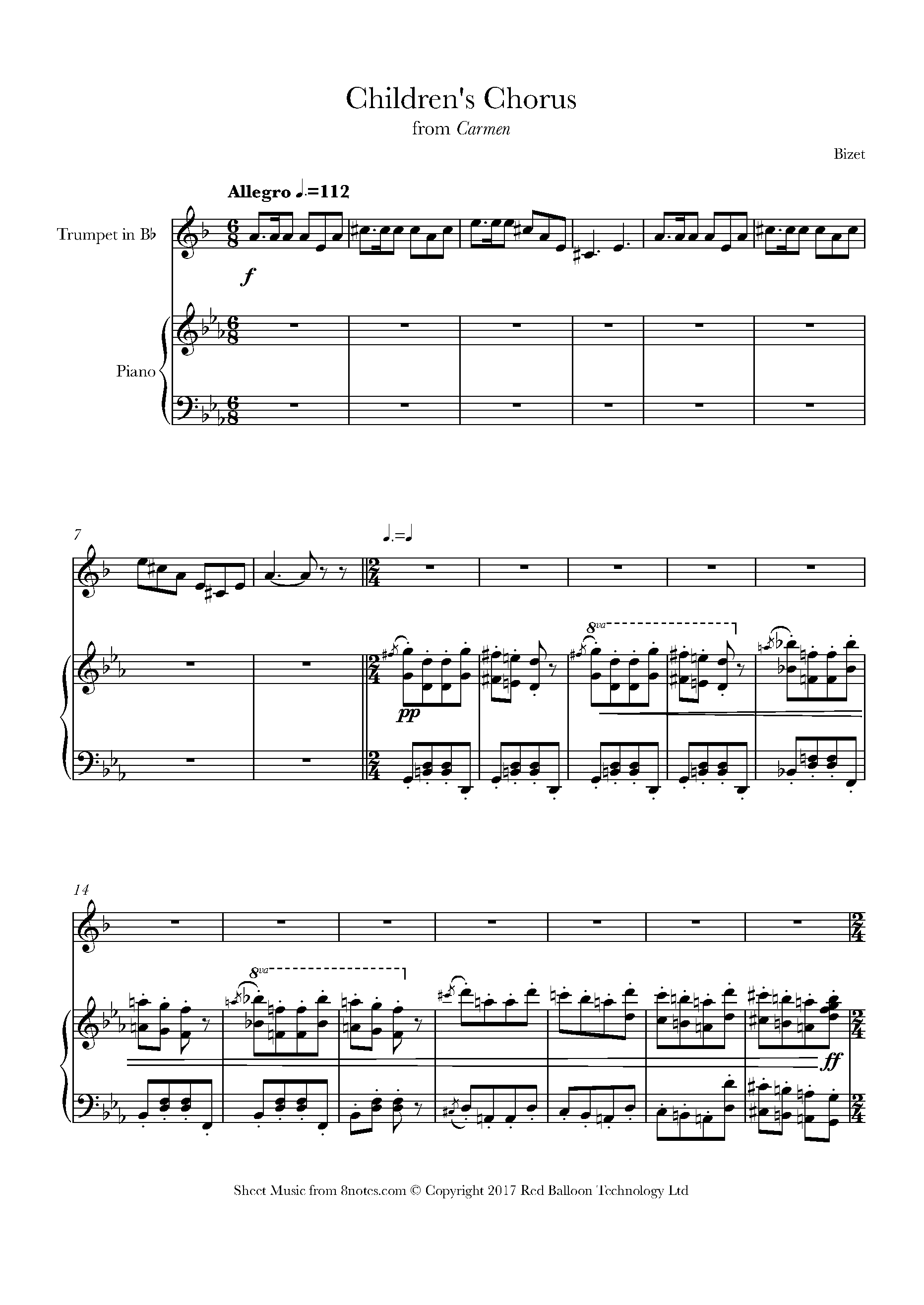 Bizet Children's Chorus from Carmen Sheet music for Trumpet