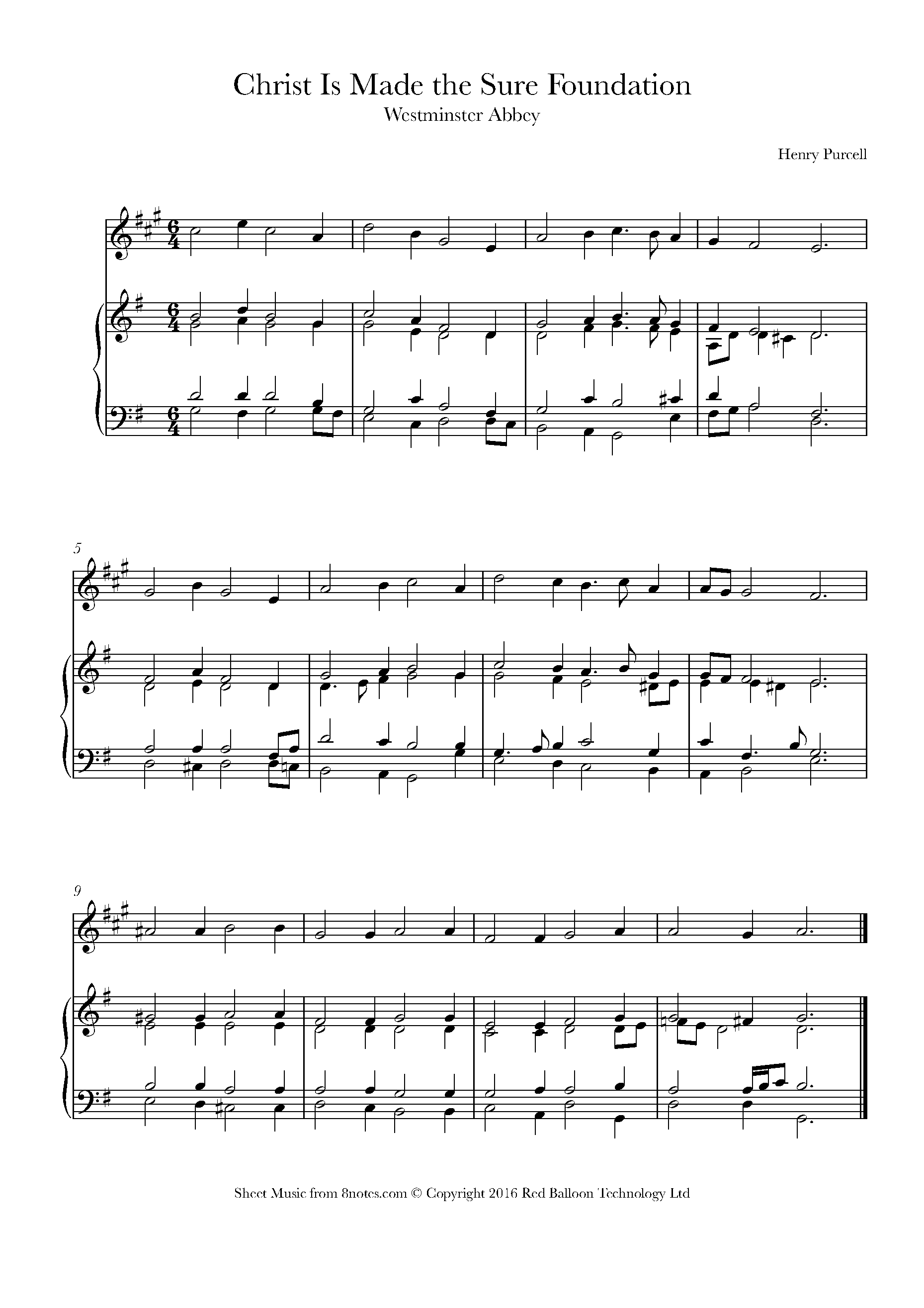 Purcell Christ Is Made the Sure Foundation (Westminster Abbey) Sheet