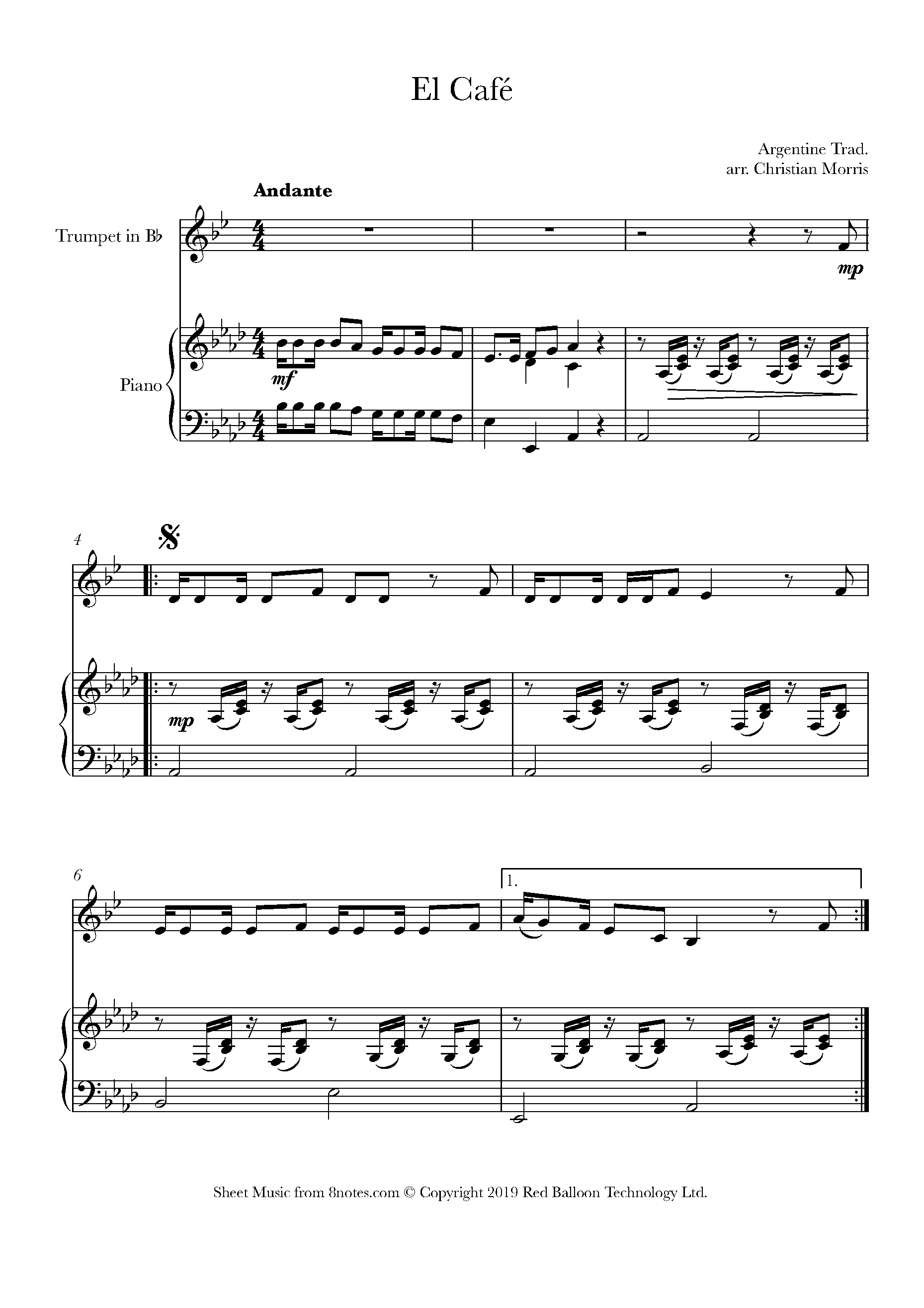 El Cafe (Argentine Trad.) Sheet music for Trumpet