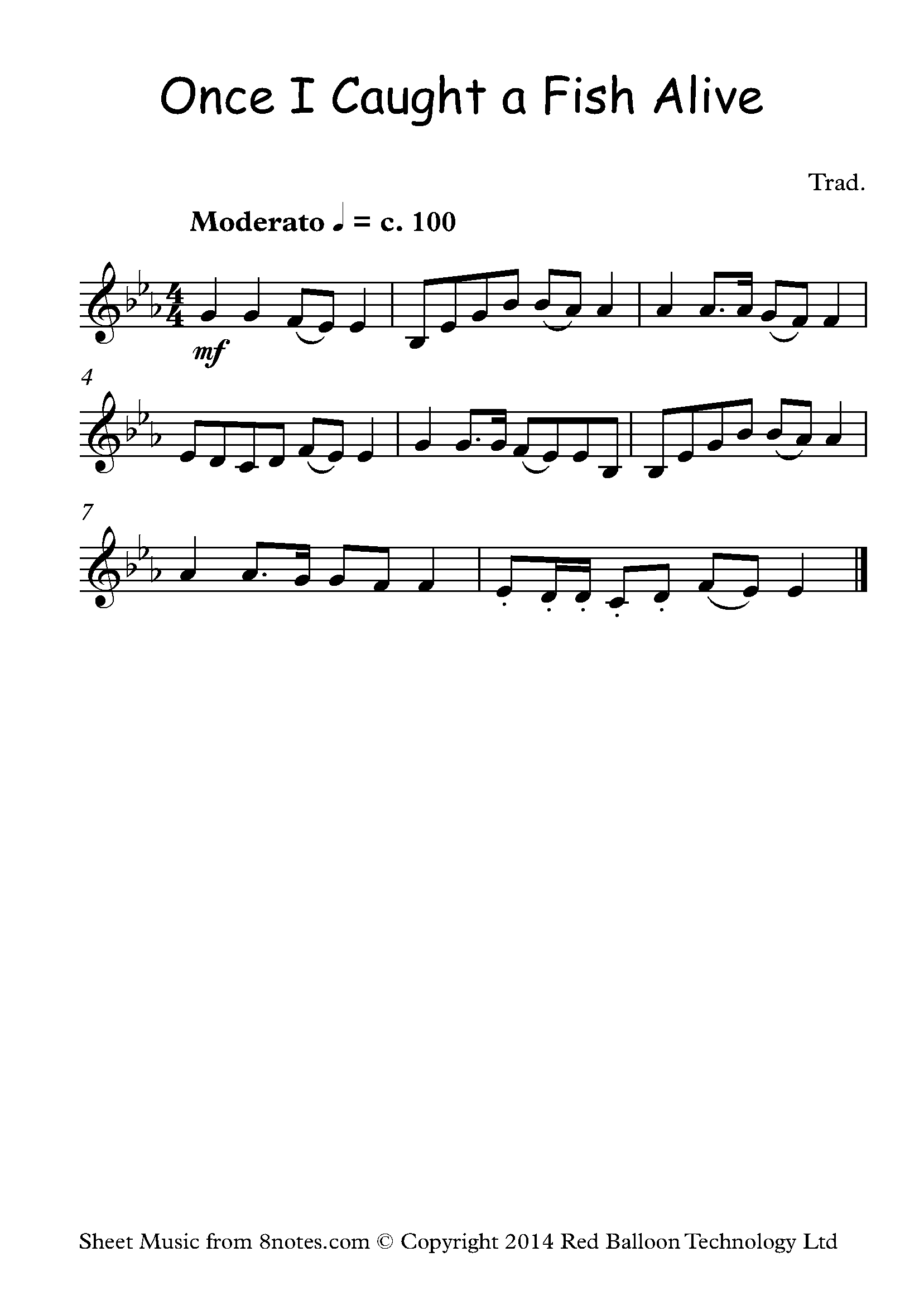 Once I caught a fish alive Sheet music for Trumpet