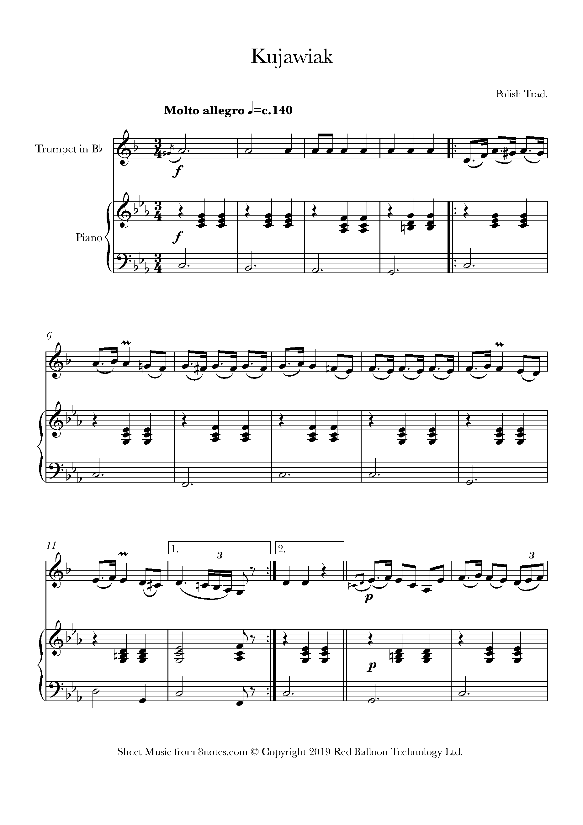 Kujawiak (Polish Folk Song) Sheet music for Trumpet