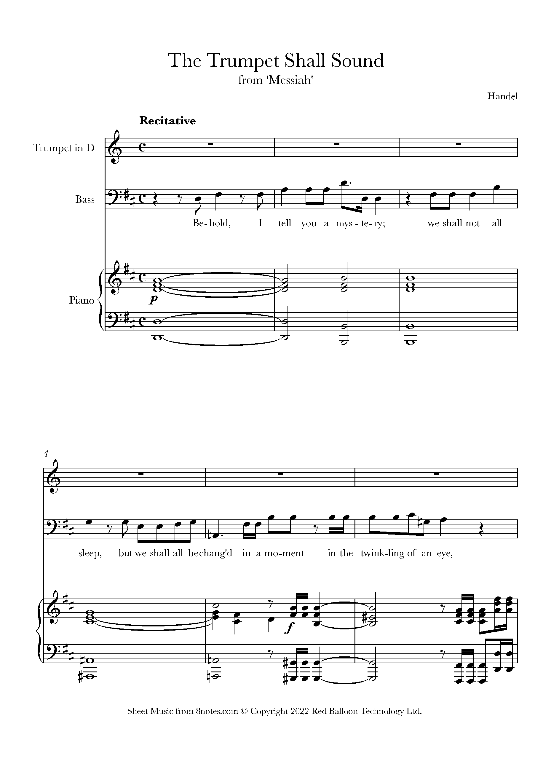 Handel The Trumpet Shall Sound from Messiah (Trumpet Obbligato Version) Sheet music for