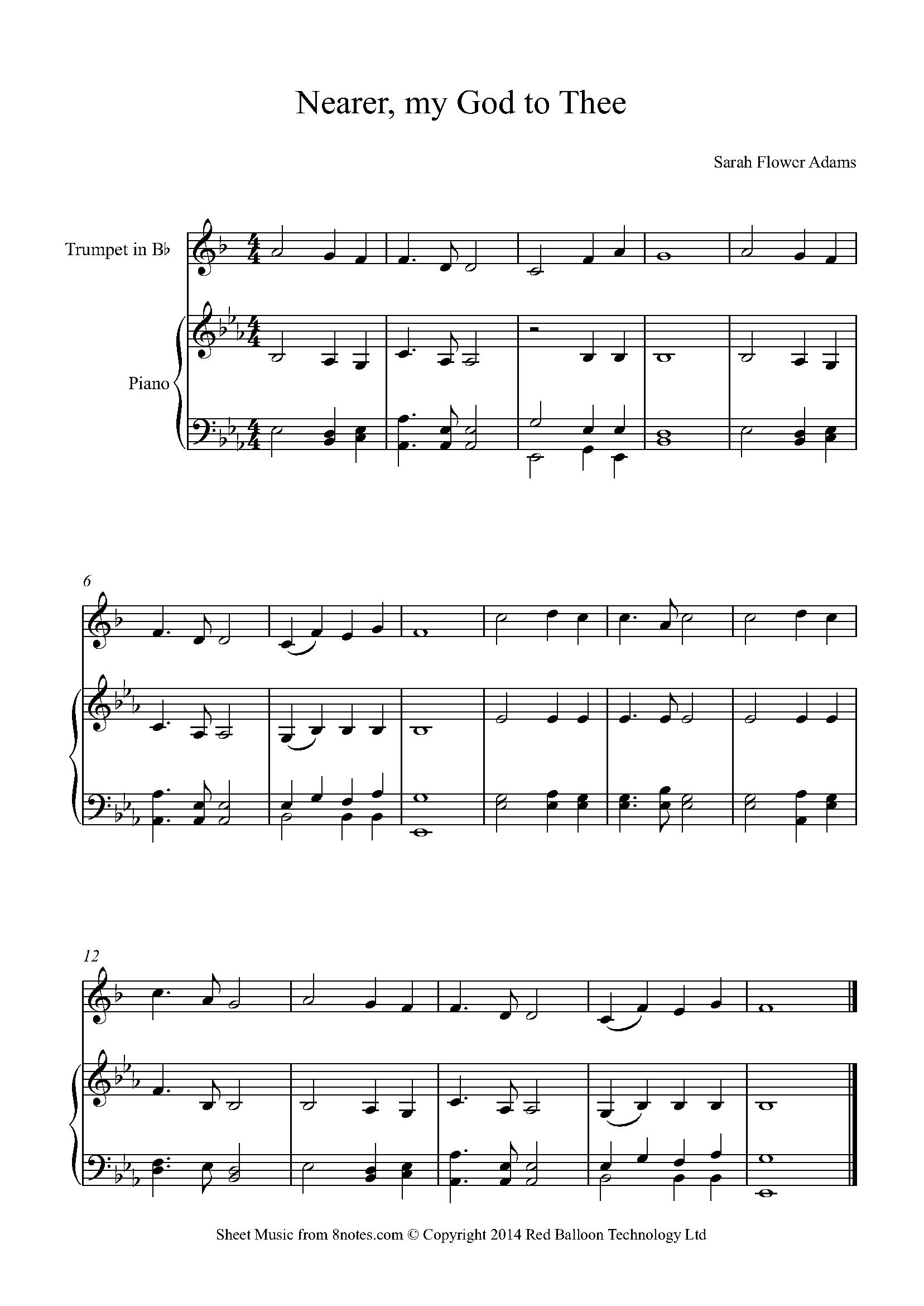 Adams Nearer my God to Thee Sheet music for Trumpet