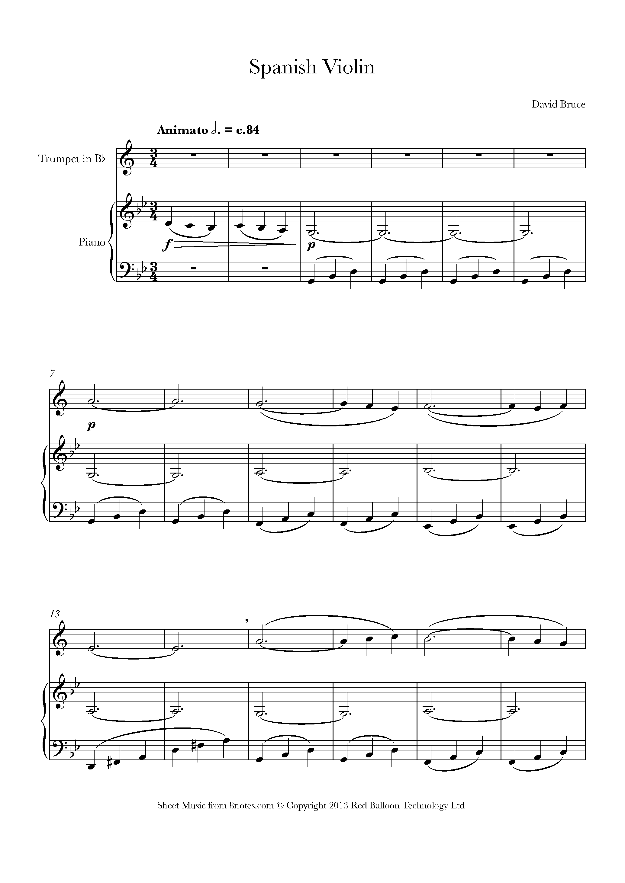 David Bruce Spanish Violin Sheet music for Trumpet