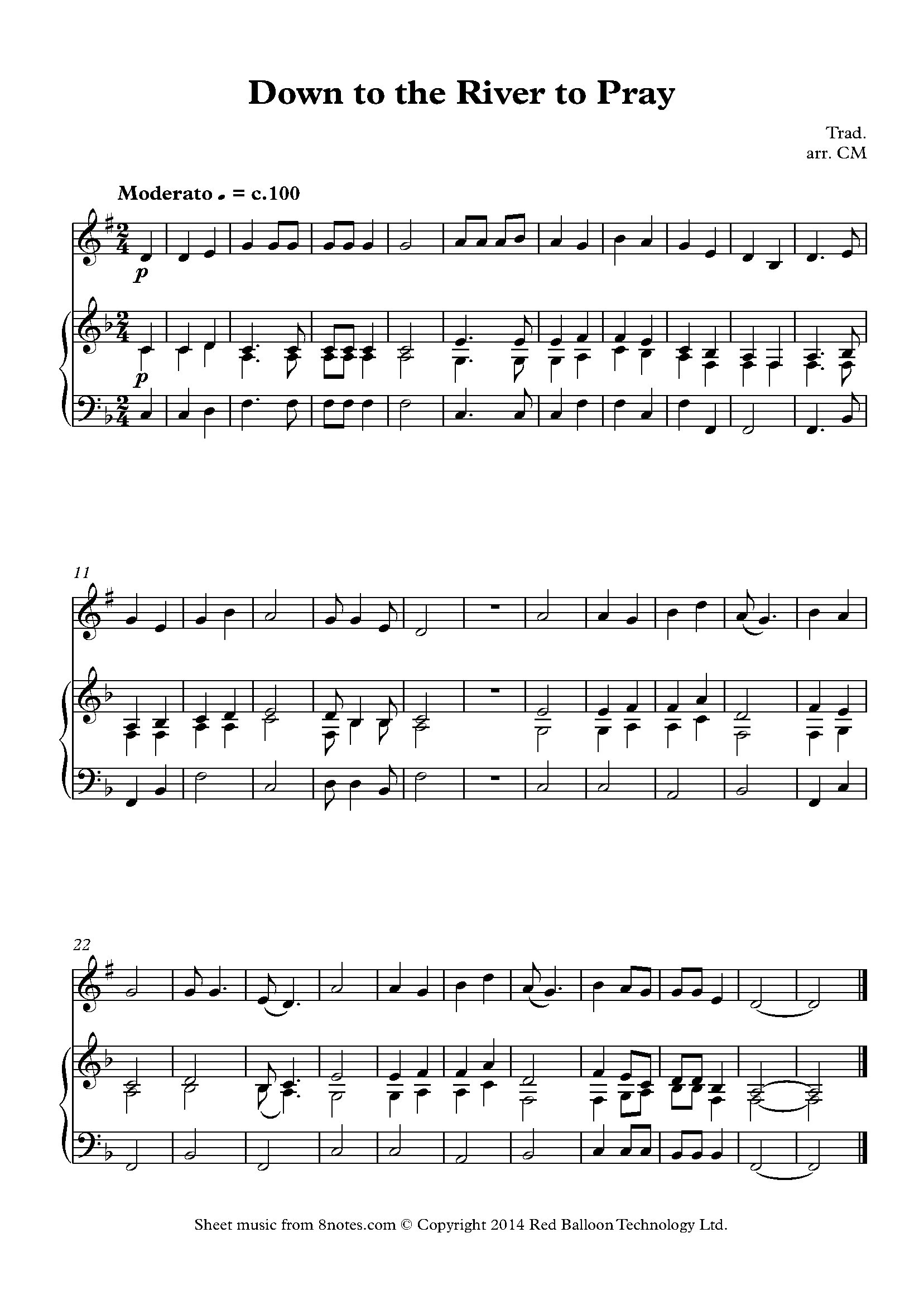 Down To The River To Pray Sheet Music For Trumpet 8notes Com