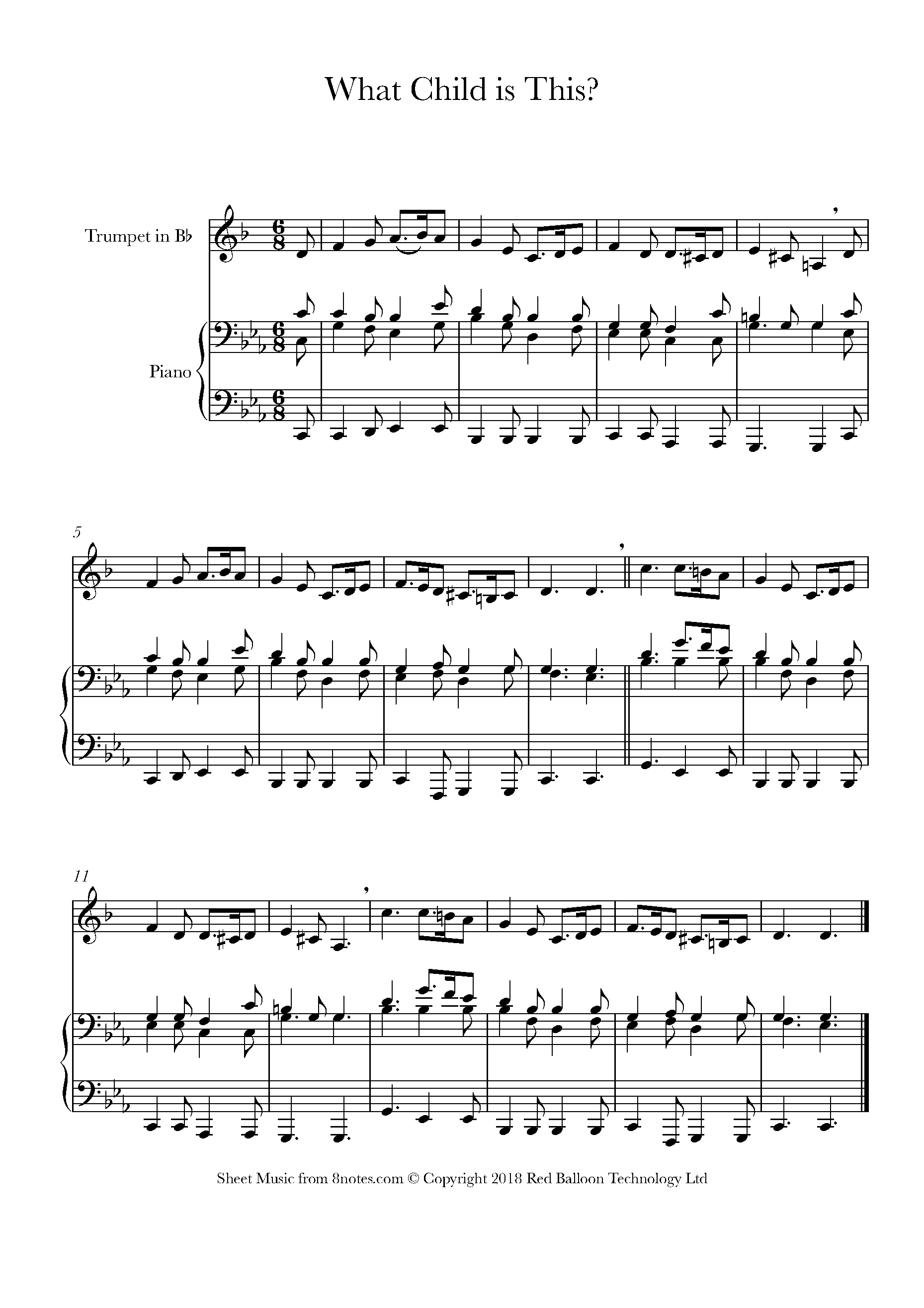 What Child is This Sheet music for Trumpet