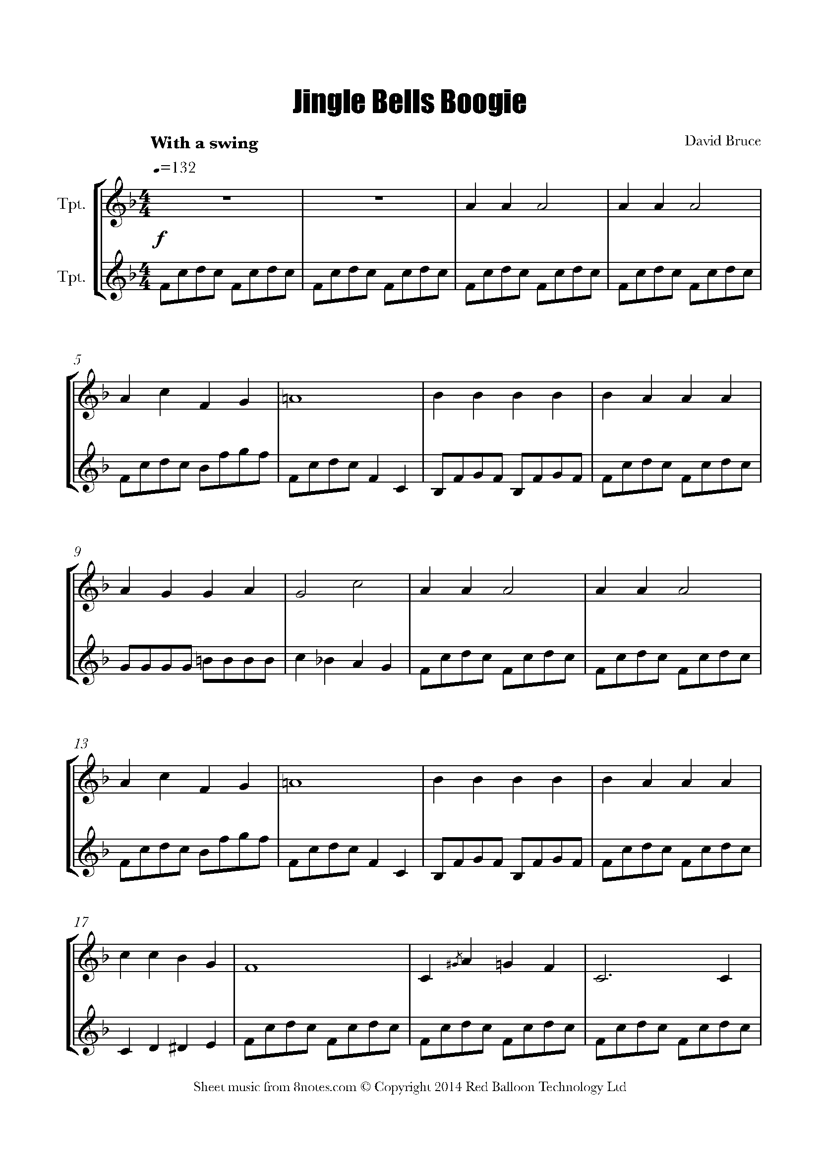 David Bruce Jingle Bells Boogie Sheet music for Trumpet Duet
