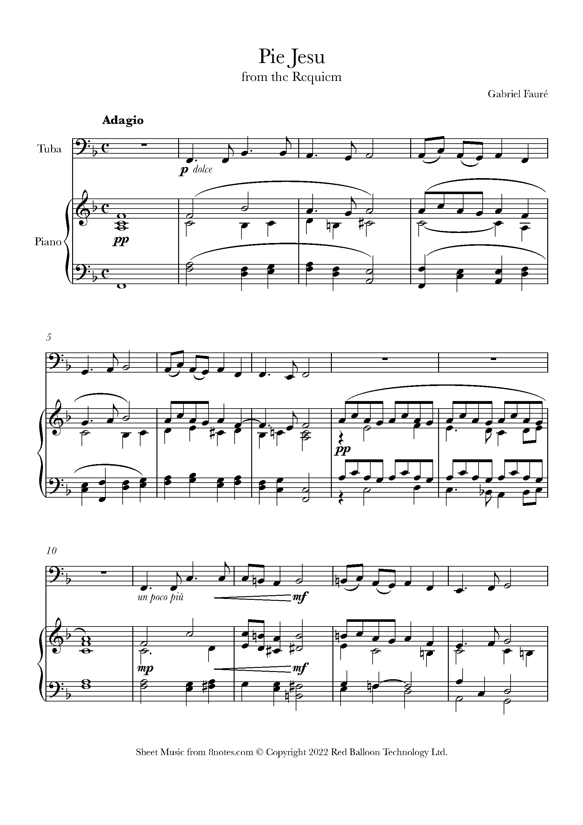﻿Fauré Pie Jesu Sheet music for Tuba
