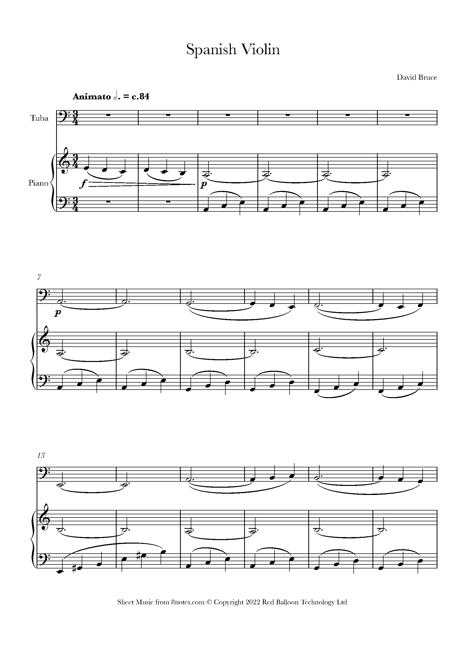 David Bruce Spanish Violin Sheet music for Tuba