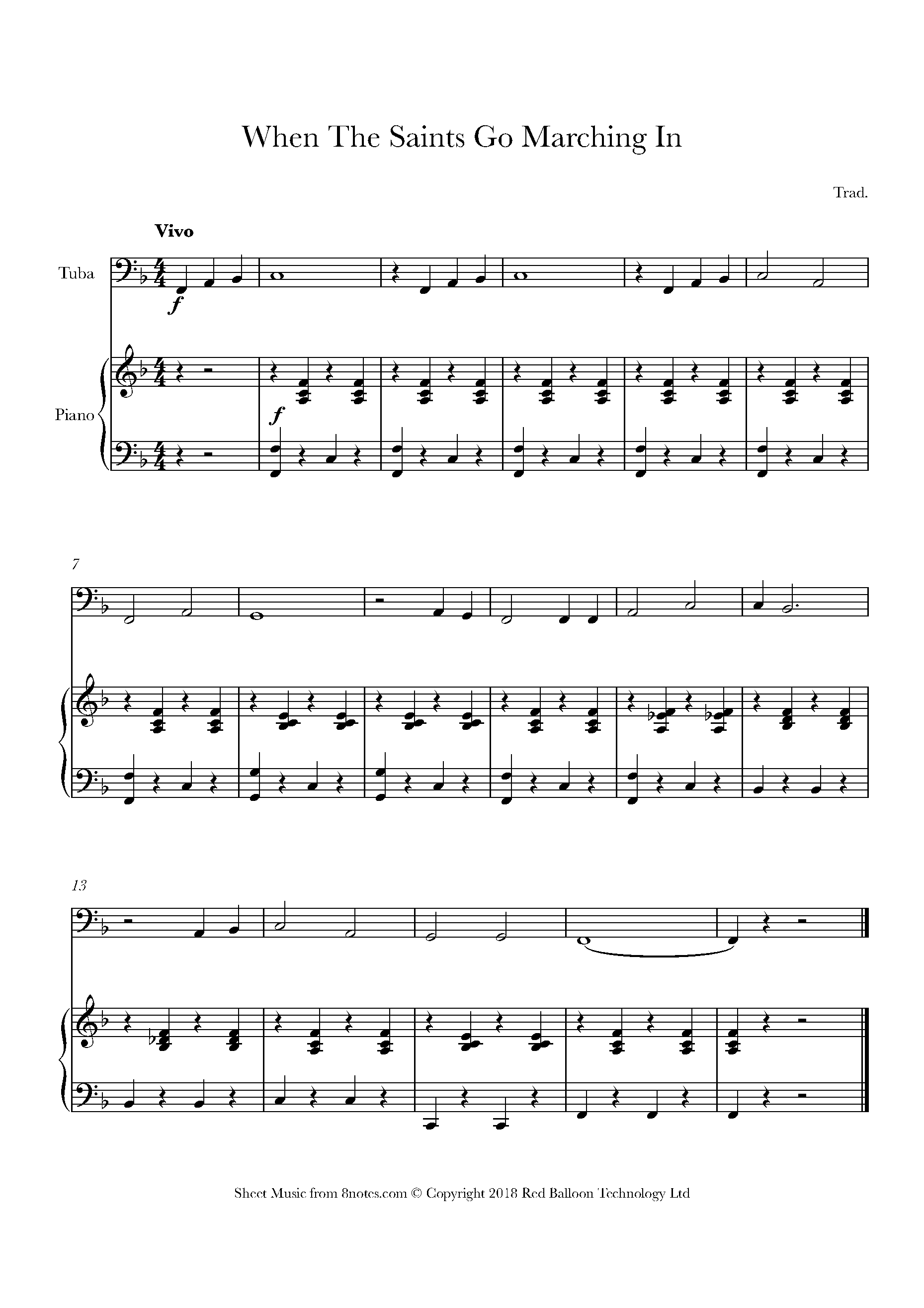 When the saints go marching in Sheet music for Tuba