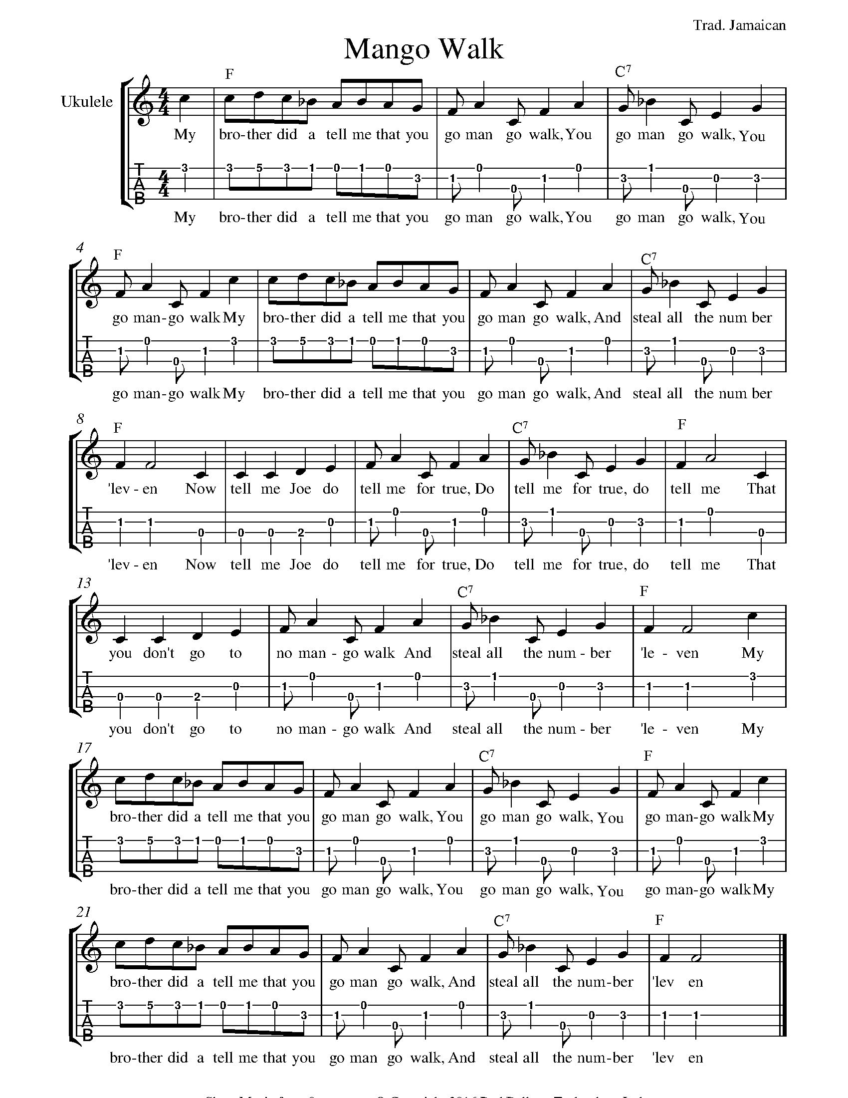 Mango Walk (Jamaican) Sheet music for Ukulele