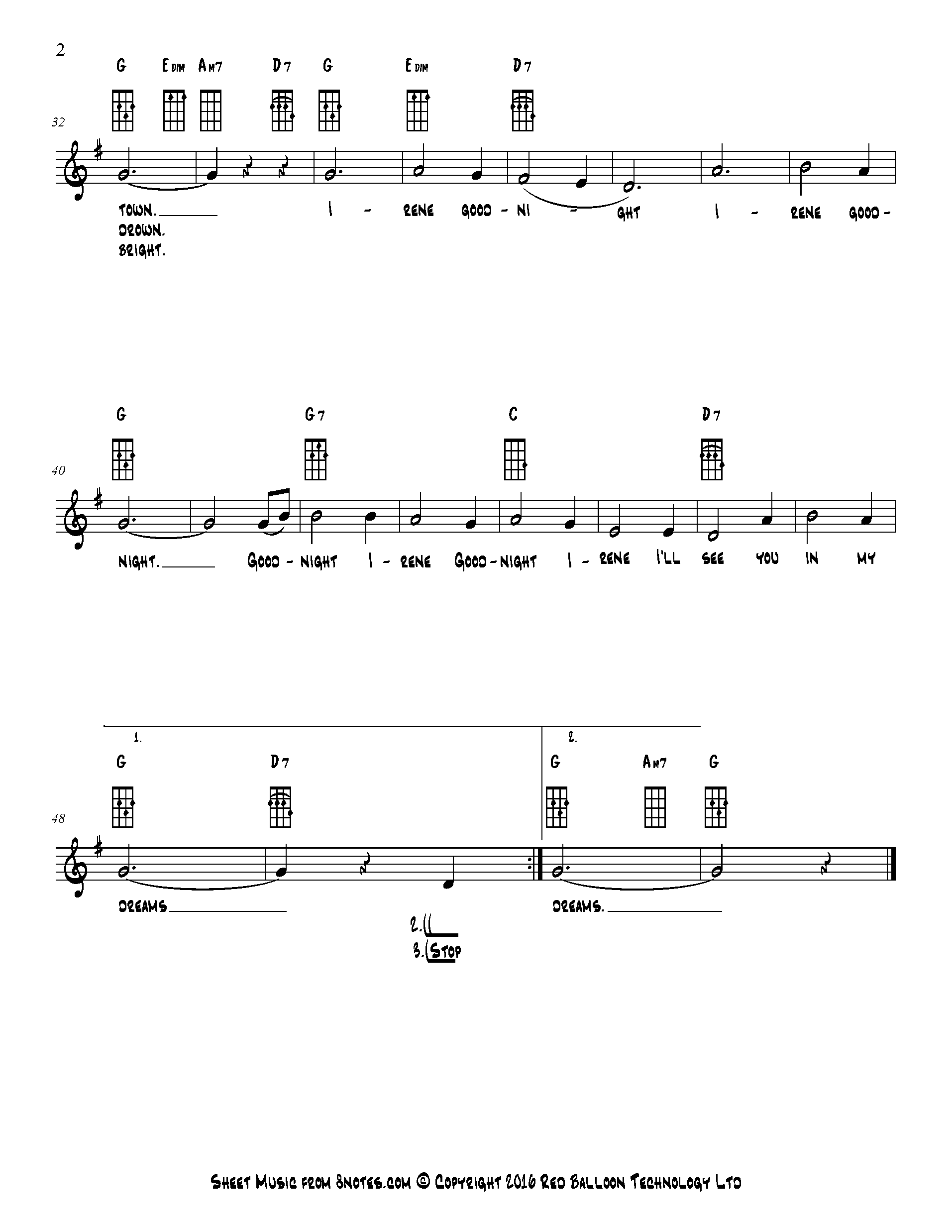 Leadbelly Goodnight, Irene Sheet music for Ukulele Lead Sheets
