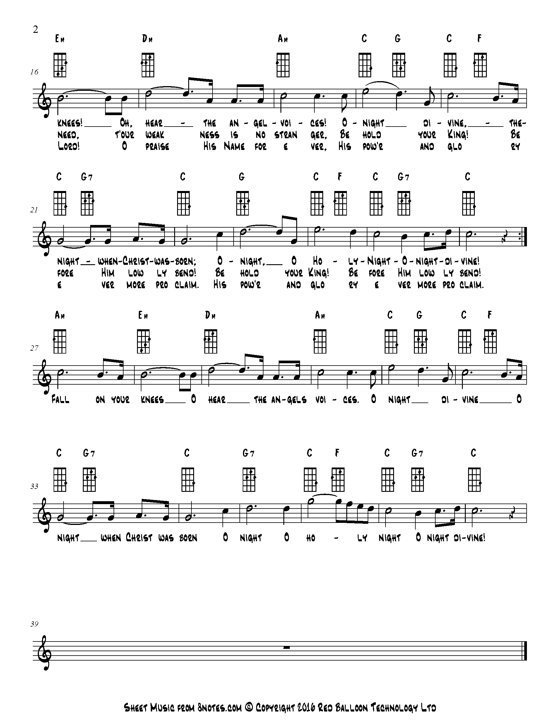 O Holy Night Sheet music for Ukulele Lead Sheets