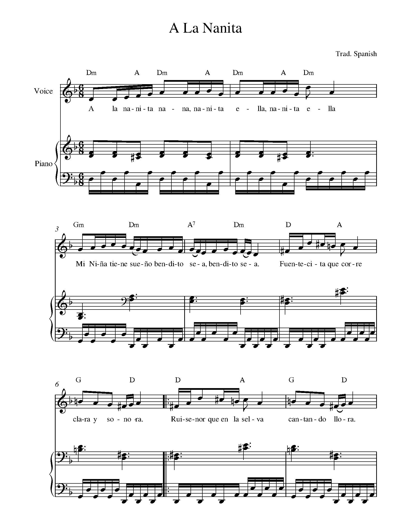 A La Nanita Nana (Spanish Traditional) Sheet music for Unison Choir