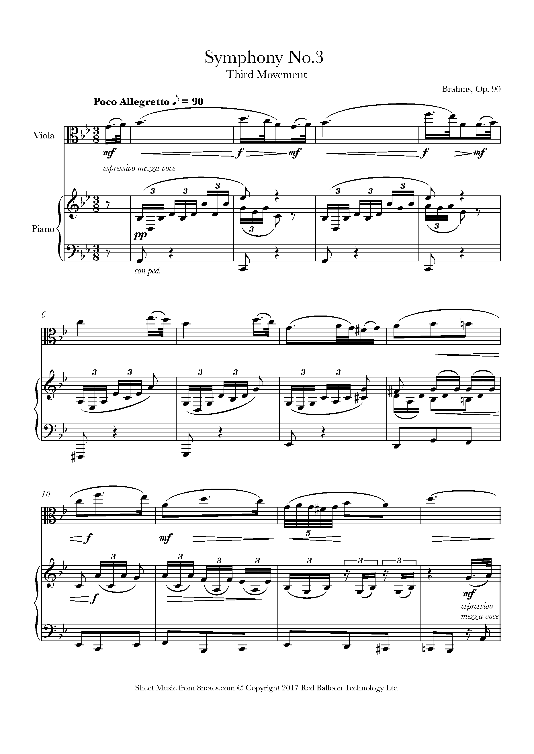 brahms-symphony-no-3-third-movement-poco-allegretto-extract-sheet