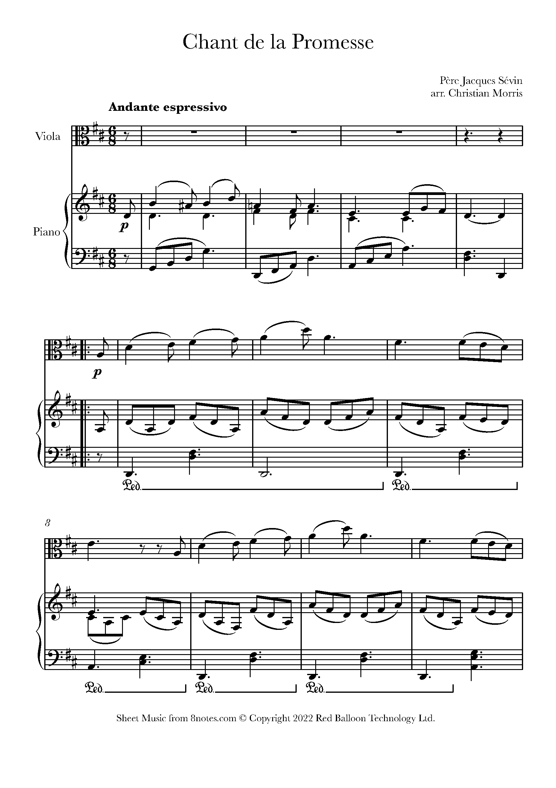 Chant de la Promesse Sheet music for Viola - 8notes.com