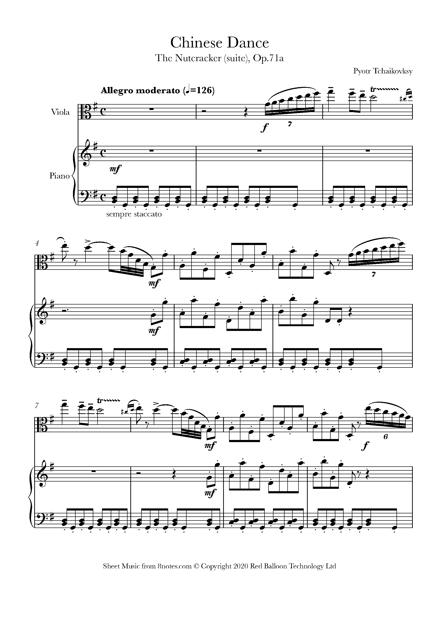 Tchaikovsky Chinese Dance from Nutcracker Suite, Op. 71a Sheet music