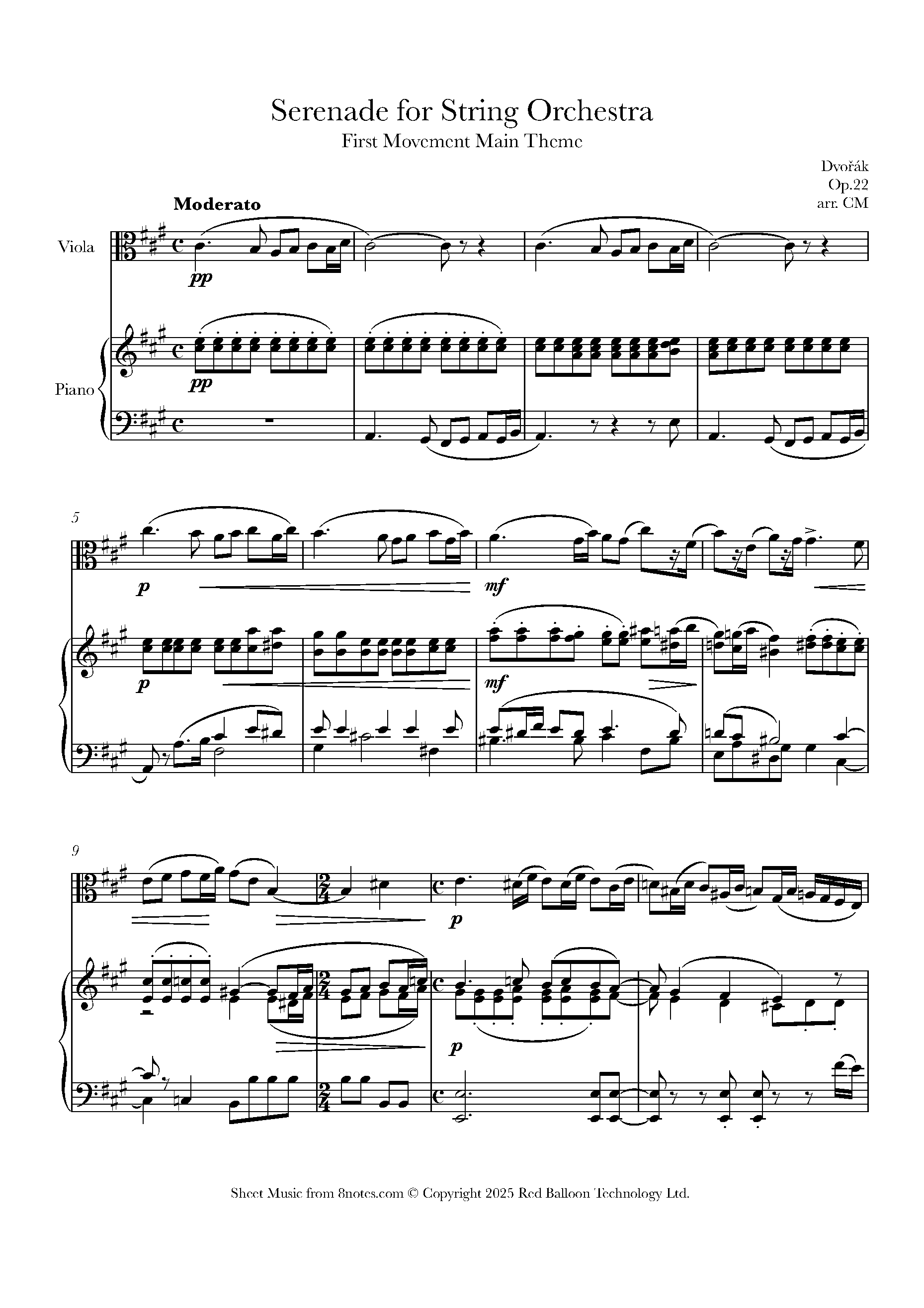 Dvořák, Antonín - Serenade for Strings, Op. 22, First Movement for