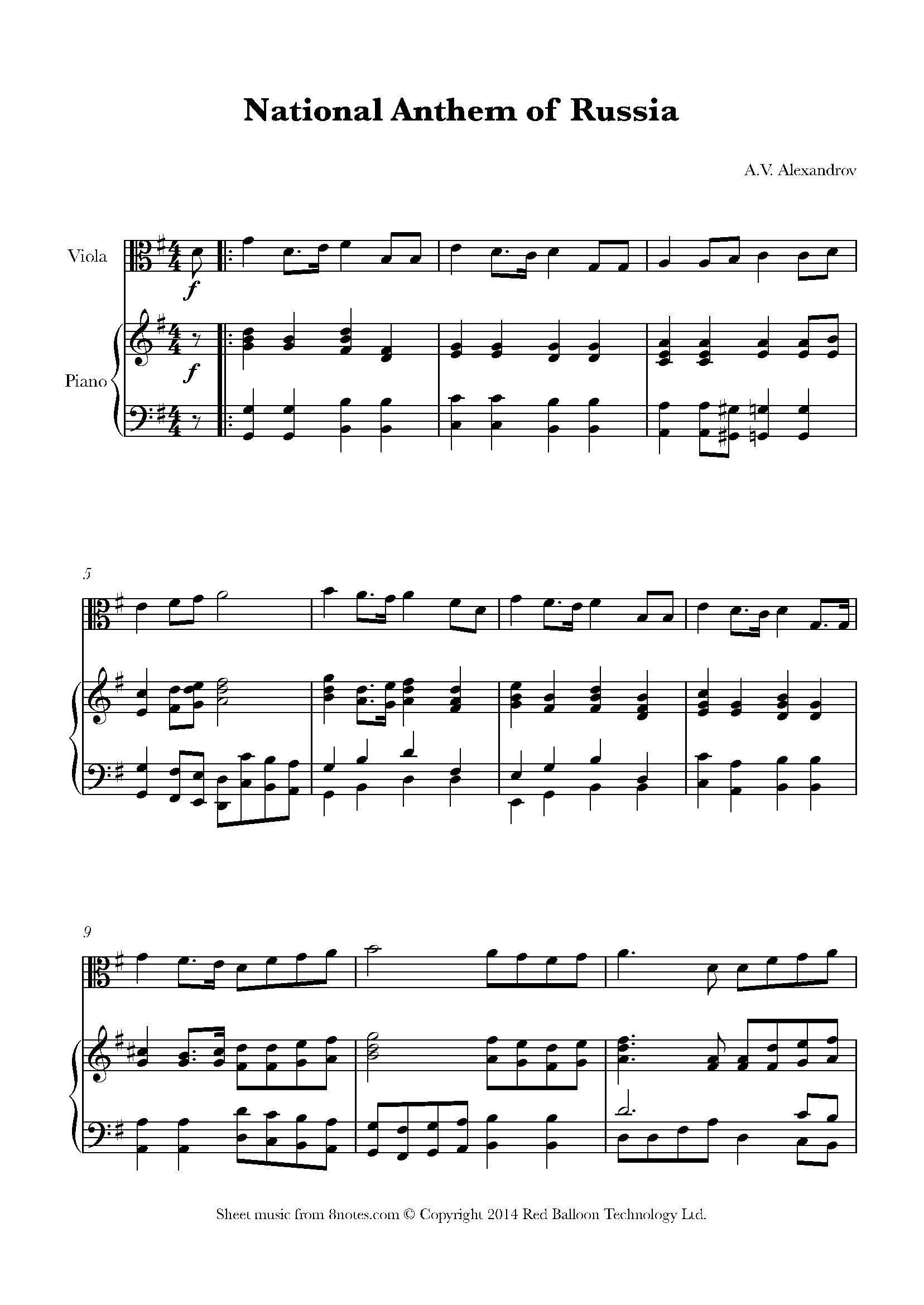 Anthem of Sheet music for Viola - 8notes.com