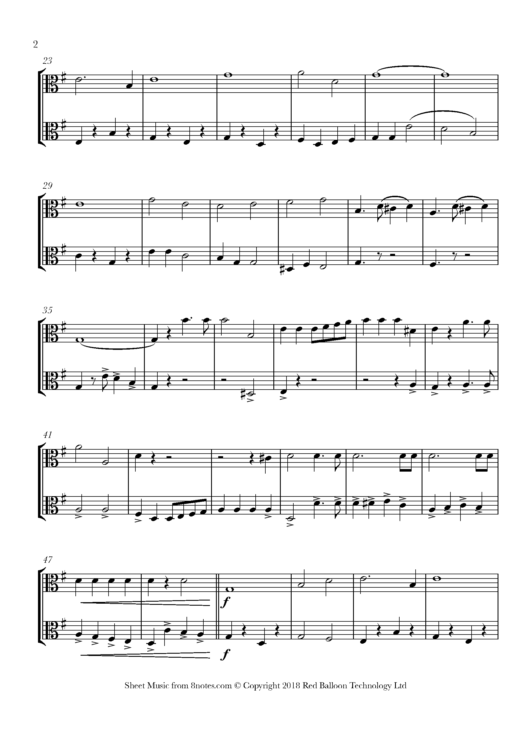 Chas A Zimmermann Anchors Aweigh Sheet music for Viola Duet