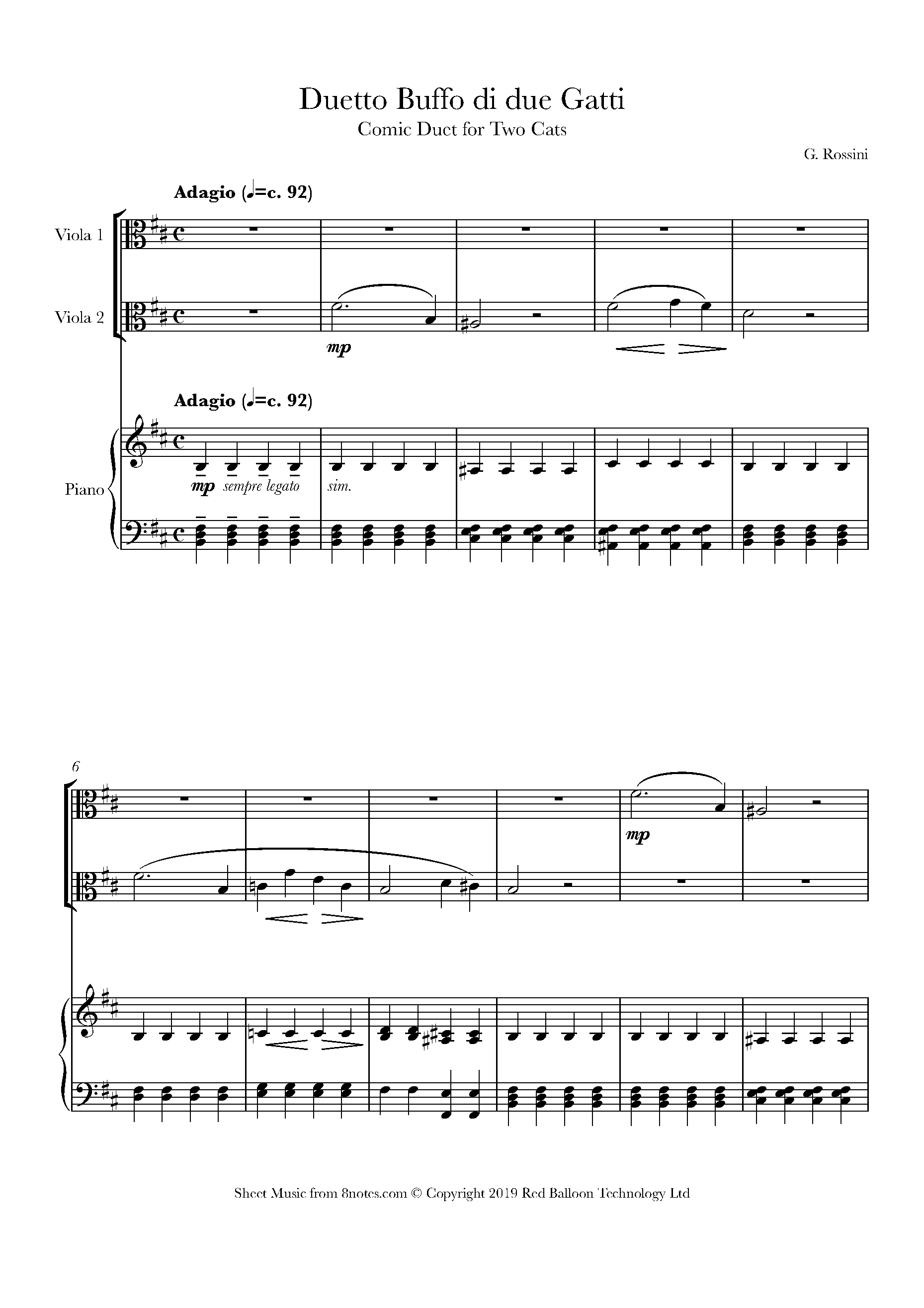 Rossini Miau, Miau, Miau Duetto Buffo di due Gatti Duet for