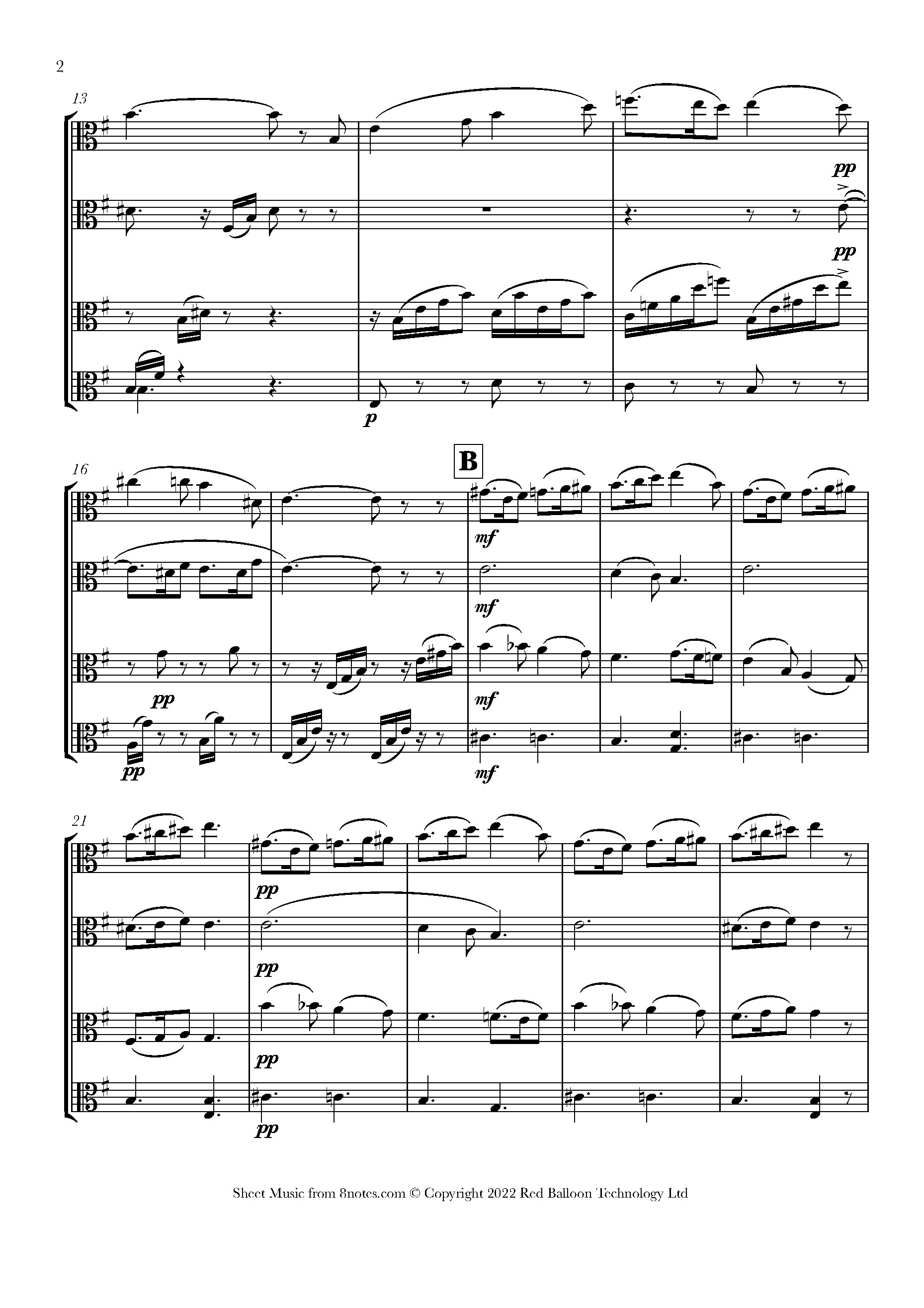 Faure Sicilienne Op. 78 Sheet music for Viola Quartet
