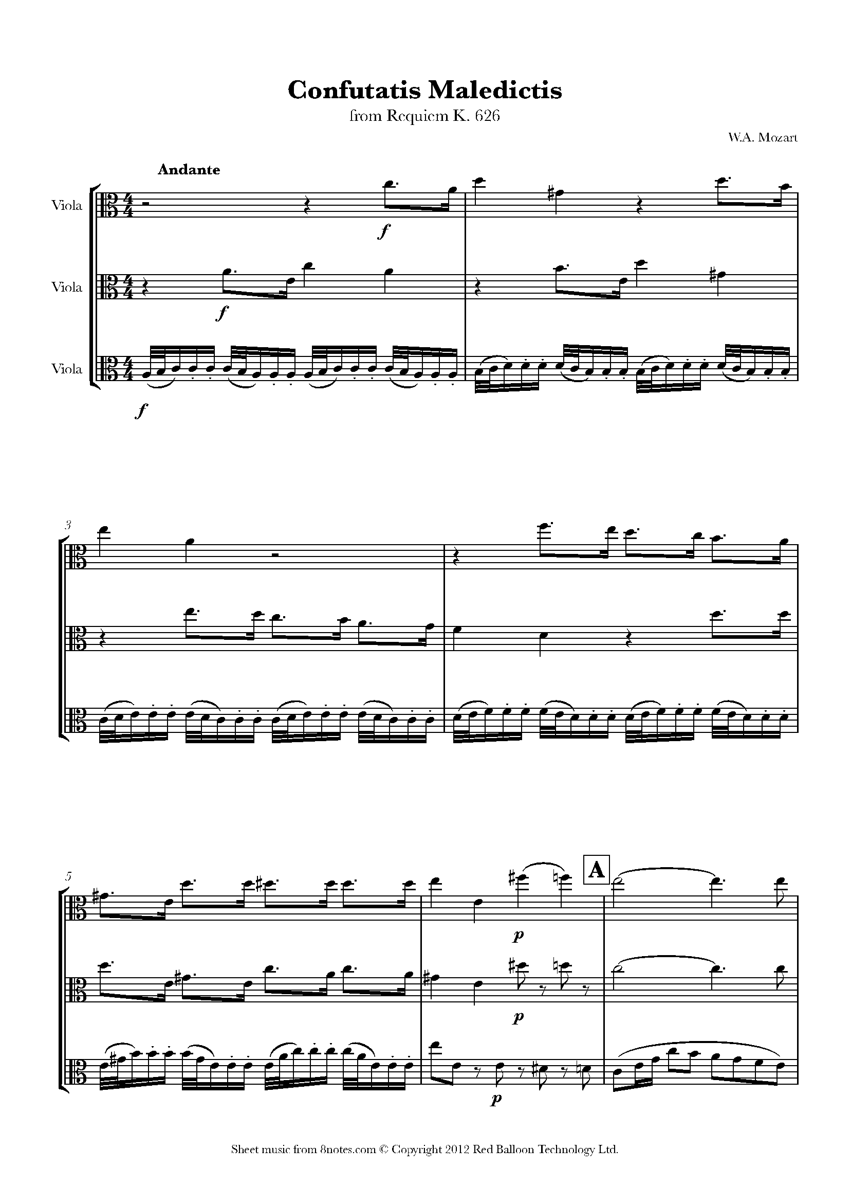 Mozart Confutatis Maledictis from Requiem K. 626 Sheet music for